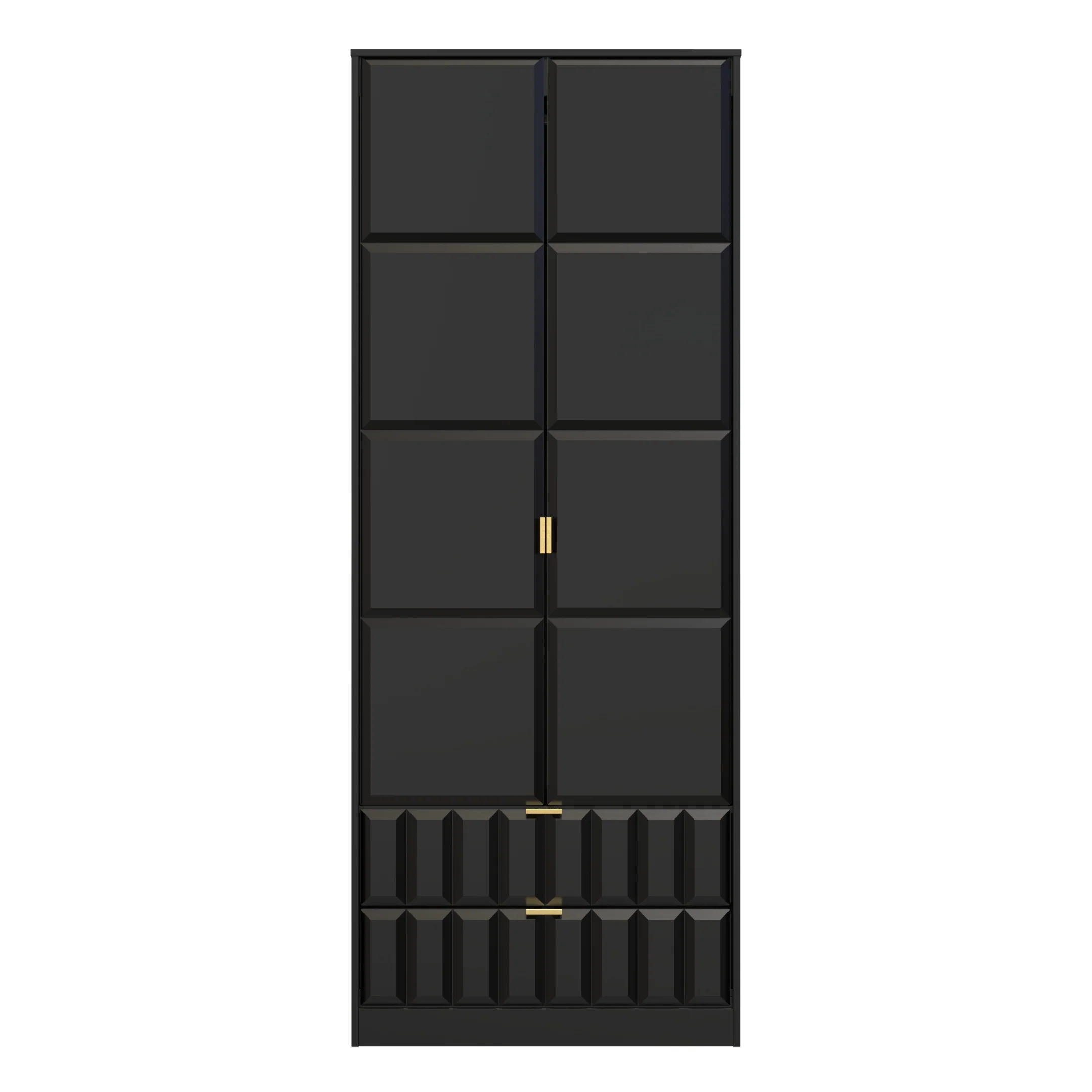 Hanover Ready Assembled 2 Door 2 Drawer Wardrobe in Deep Black & Black Matt