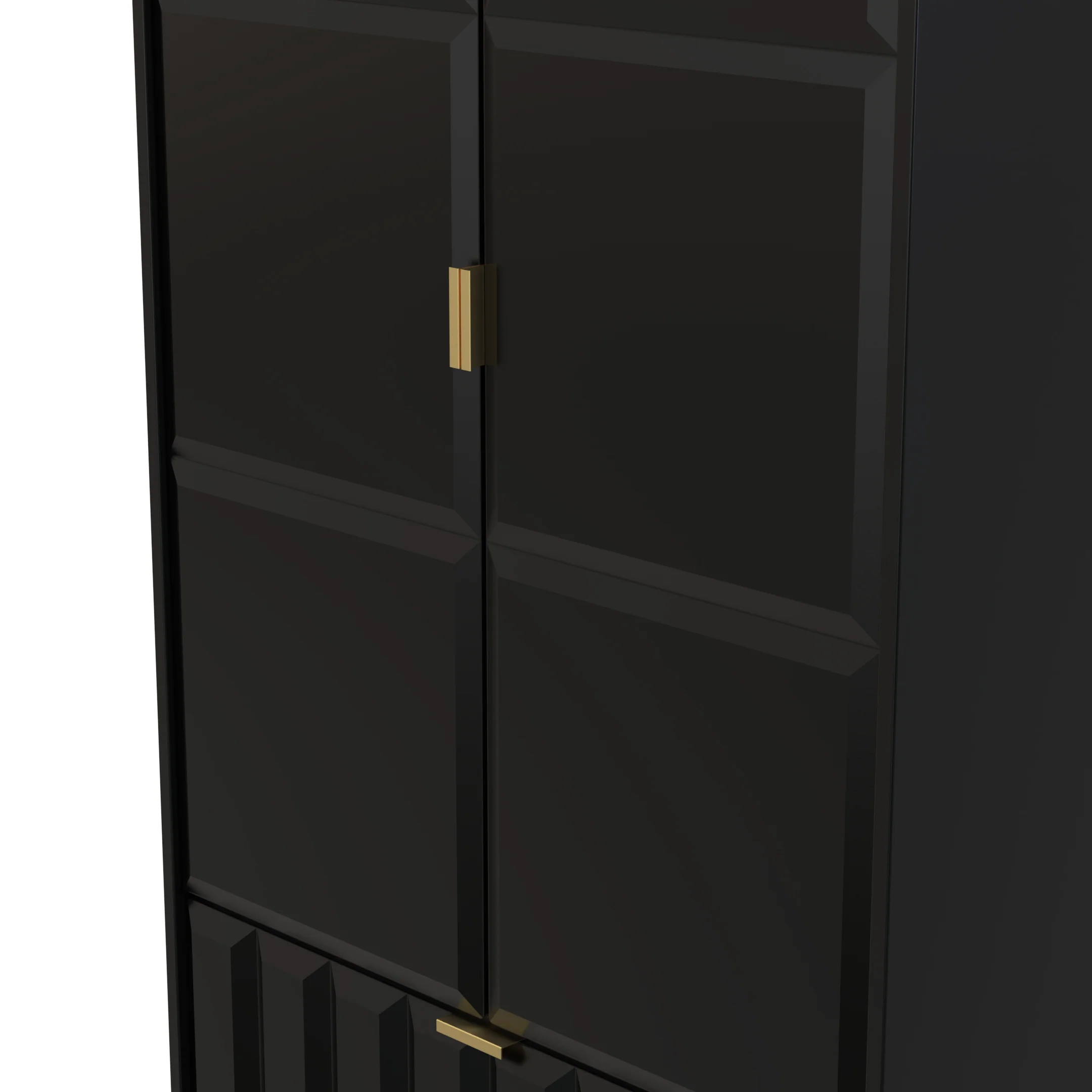 Hanover Ready Assembled 2 Door 2 Drawer Wardrobe in Deep Black & Black Matt - Image 4