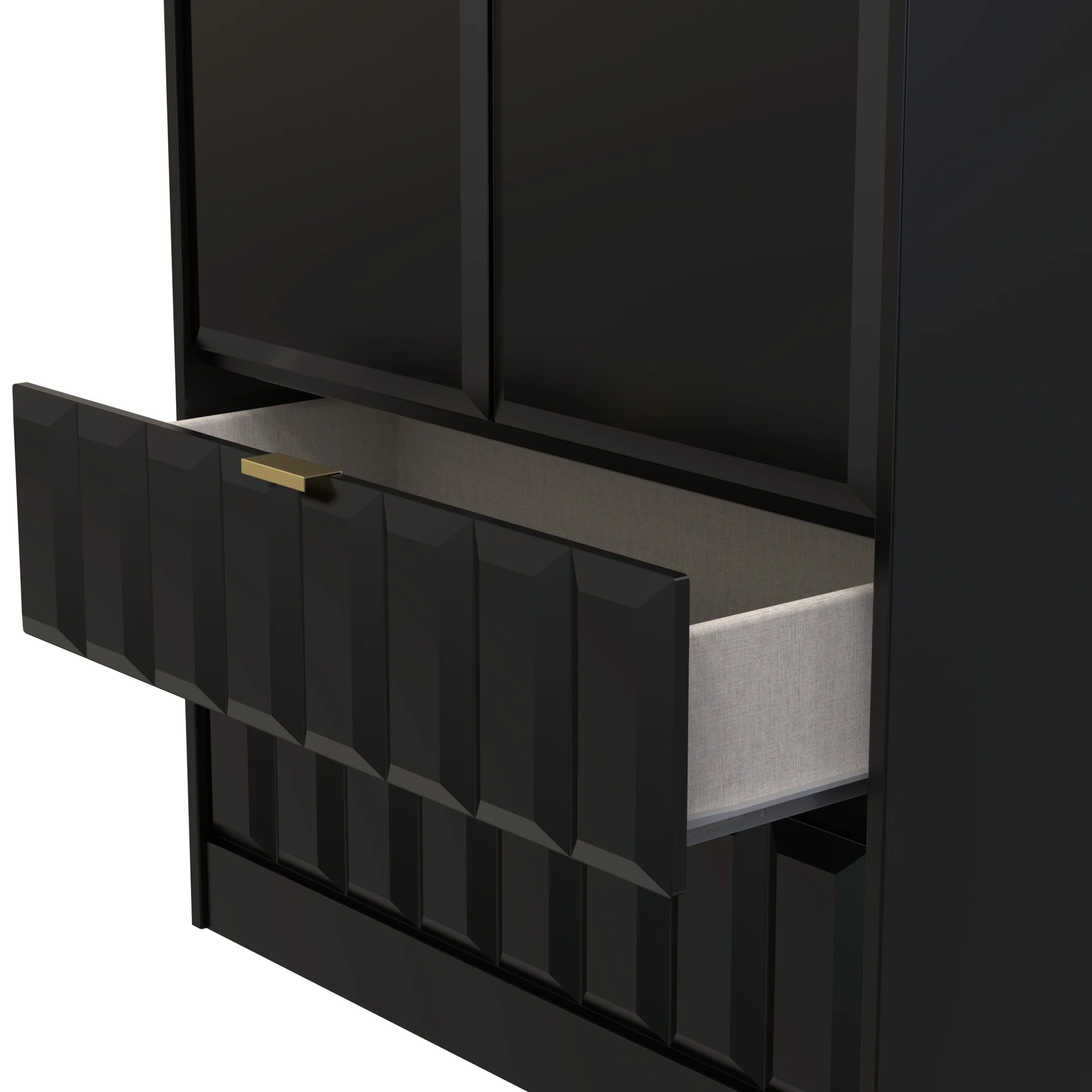 Hanover Ready Assembled 2 Door 2 Drawer Wardrobe in Deep Black & Black Matt - Image 6