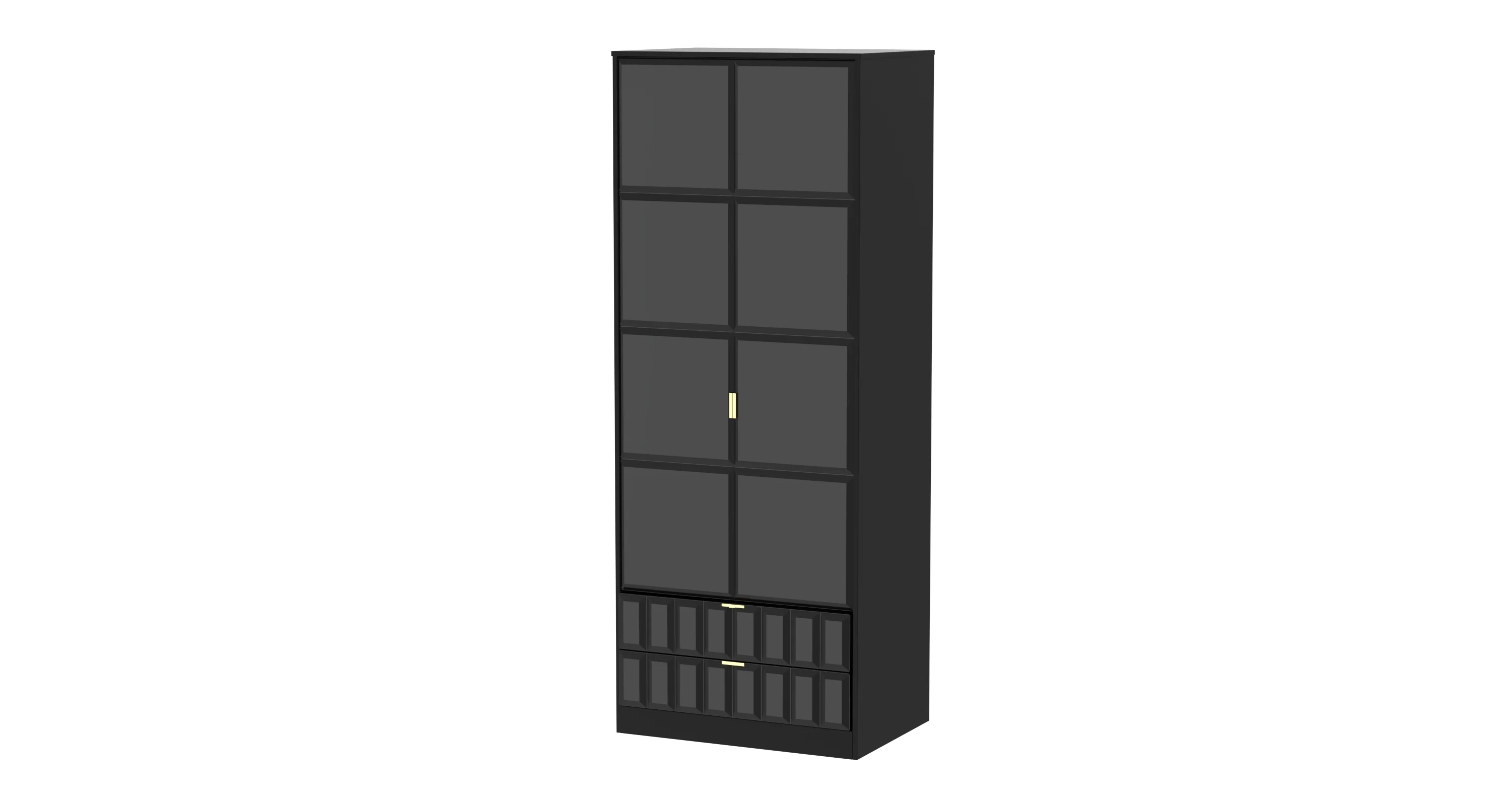 Hanover Ready Assembled 2 Door 2 Drawer Wardrobe in Deep Black & Black Matt - Image 8