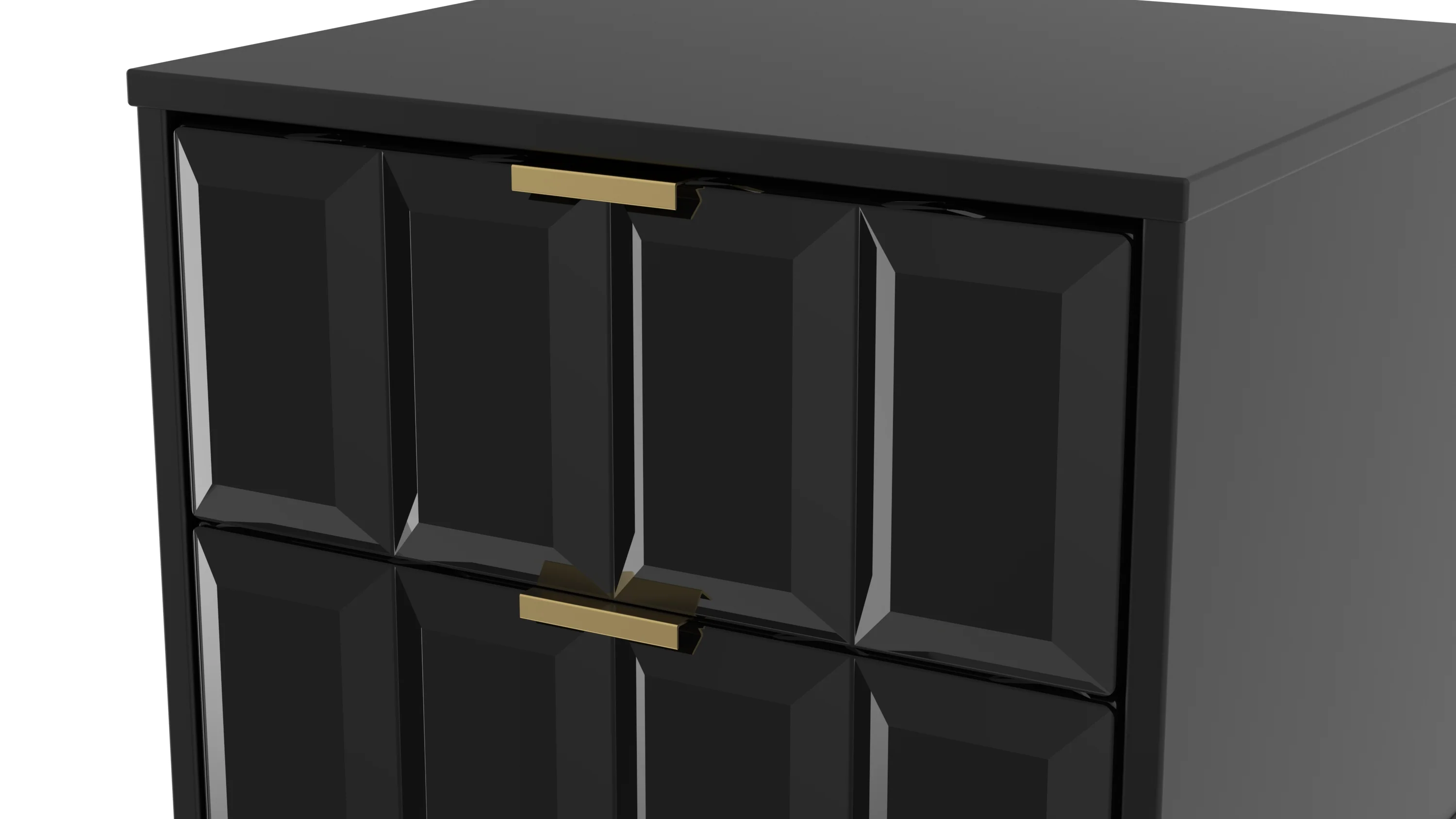 Hanover Ready Assembled 2 Drawer Bedside Cabinet in Deep Black & Black Matt - Image 8