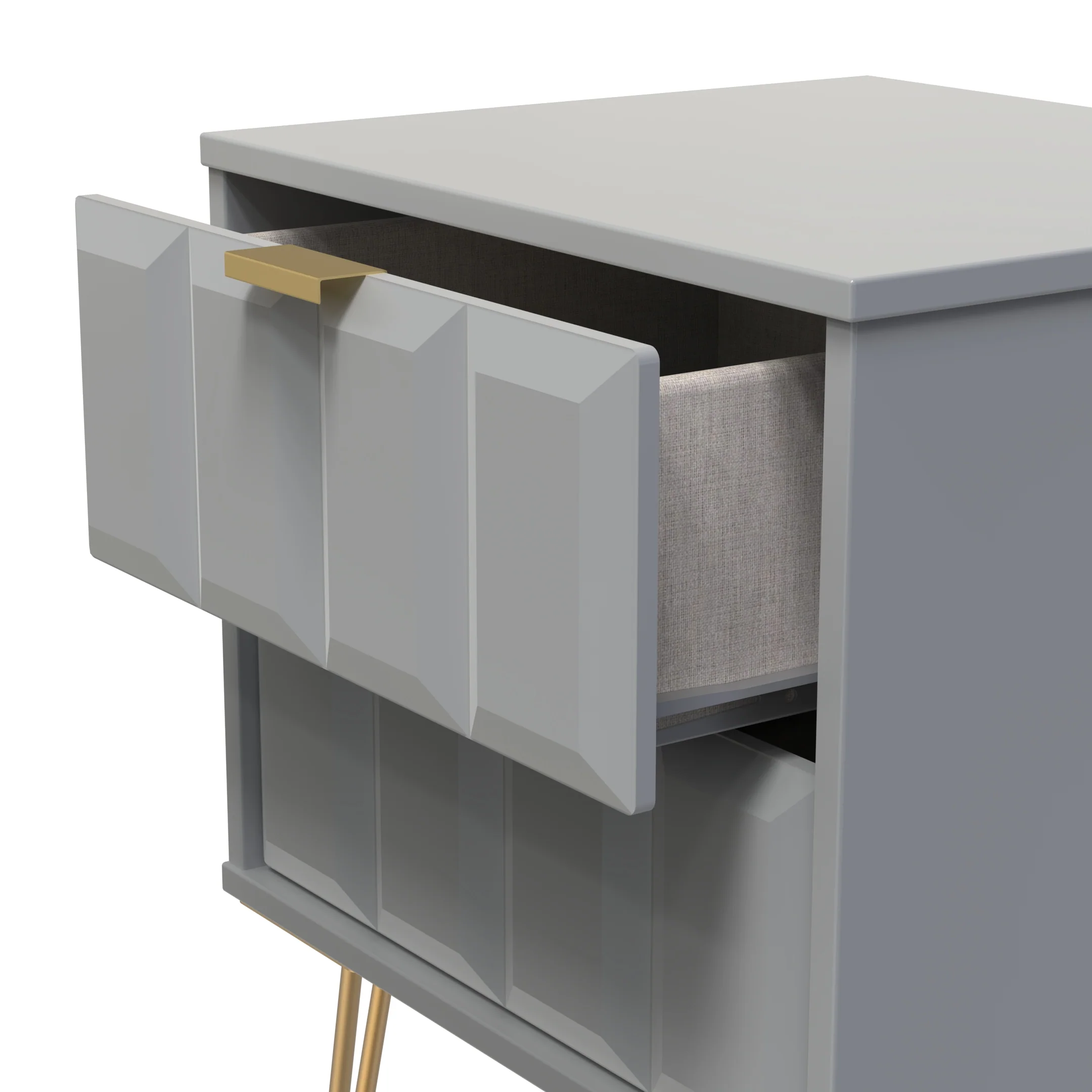Hanover Ready Assembled 2 Drawer Bedside Cabinet in Dusk Grey - Image 9