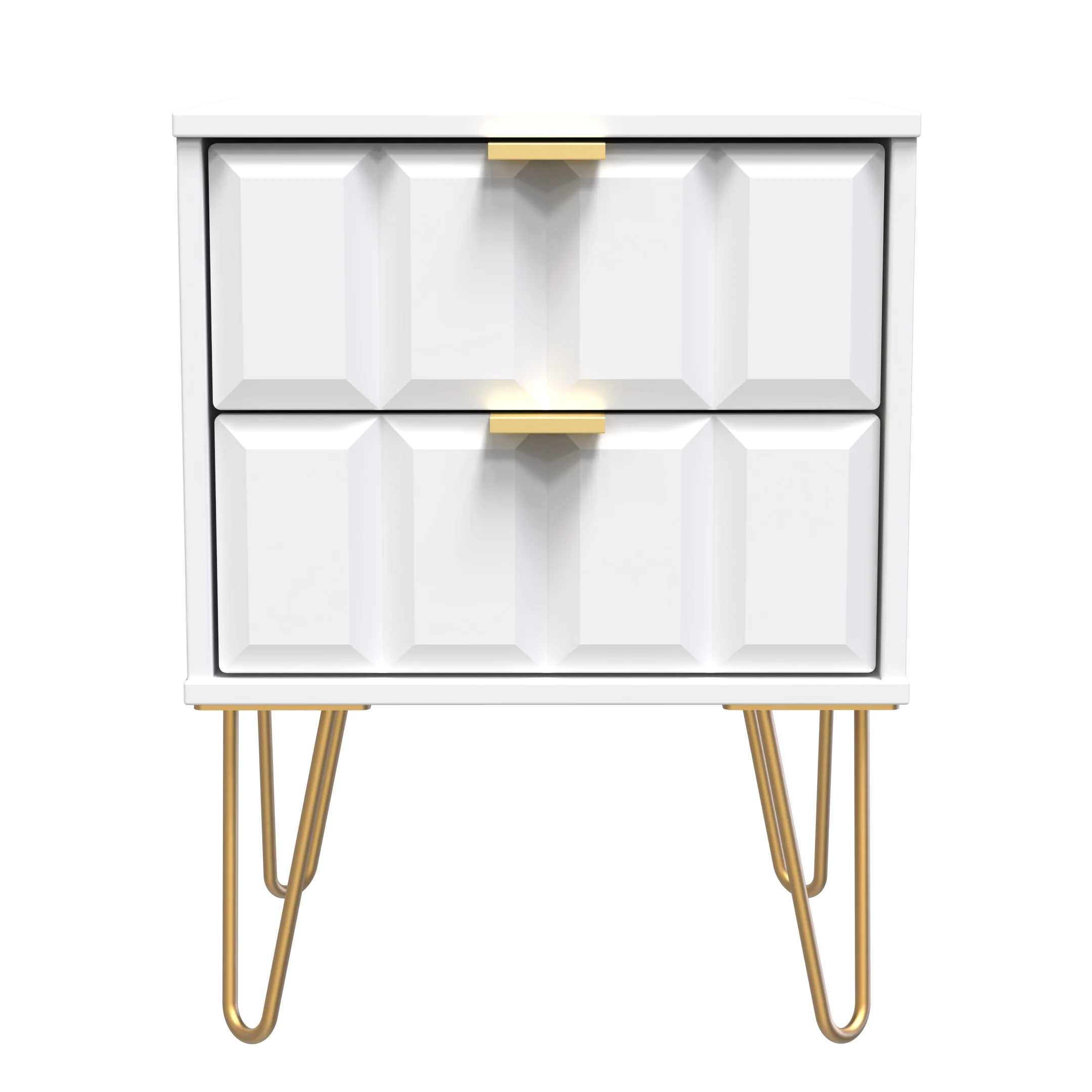 Hanover Ready Assembled 2 Drawer Bedside Cabinet in White Matt