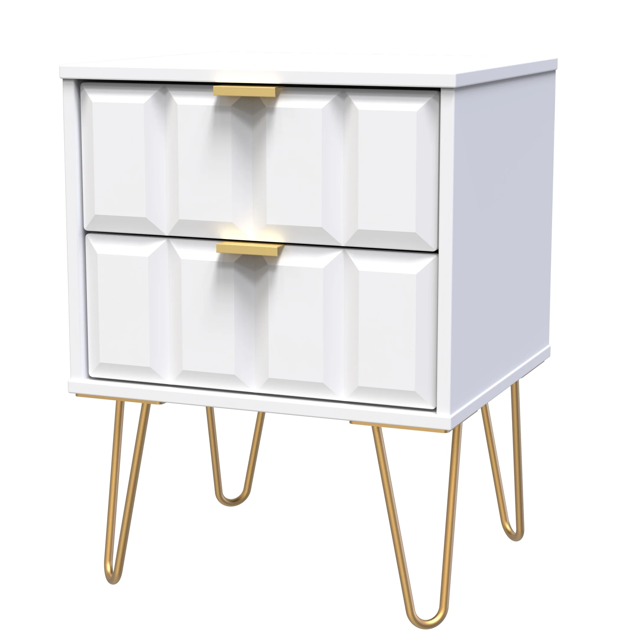 Hanover Ready Assembled 2 Drawer Bedside Cabinet in White Matt - Image 3