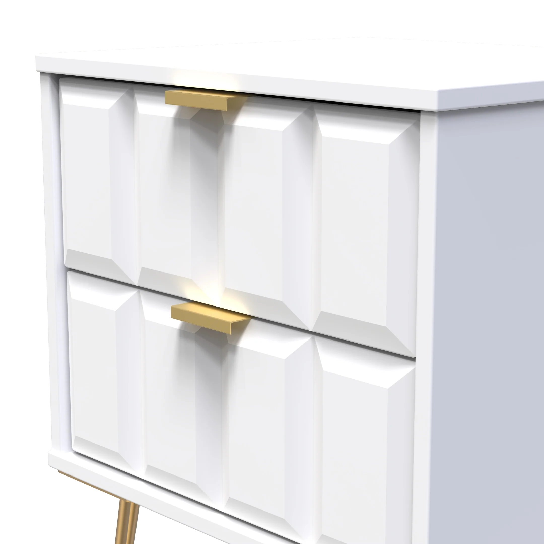 Hanover Ready Assembled 2 Drawer Bedside Cabinet in White Matt - Image 4