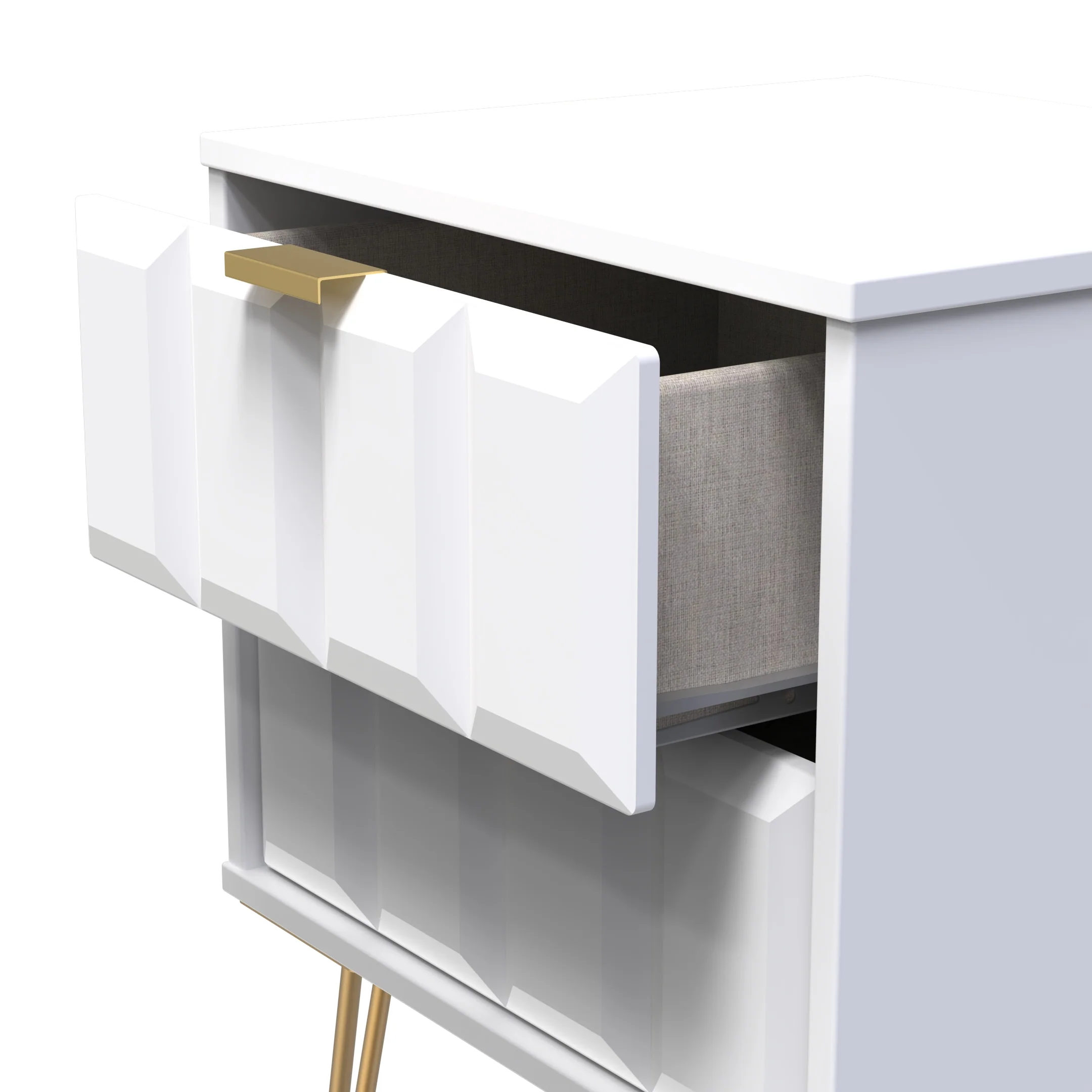 Hanover Ready Assembled 2 Drawer Bedside Cabinet in White Matt - Image 5