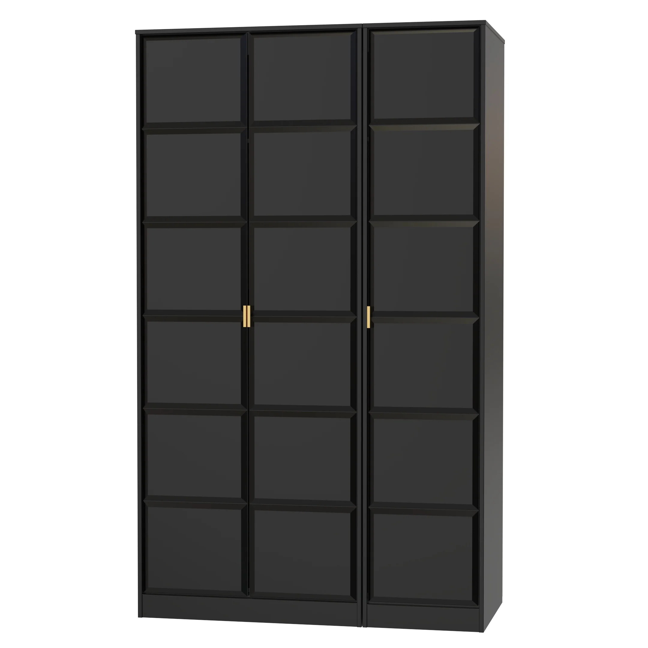 Hanover Ready Assembled 3 Door Wardrobe in Deep Black & Black Matt - Image 3