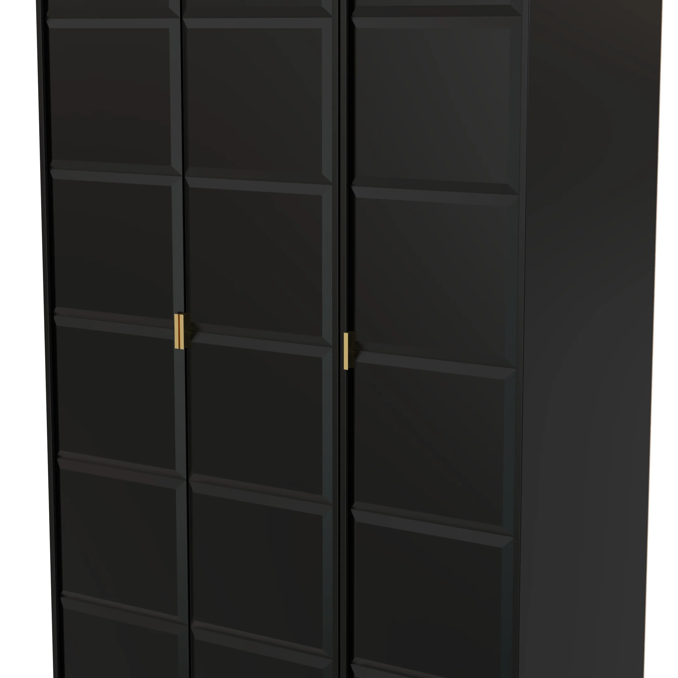 Hanover Ready Assembled 3 Door Wardrobe in Deep Black & Black Matt - Image 4