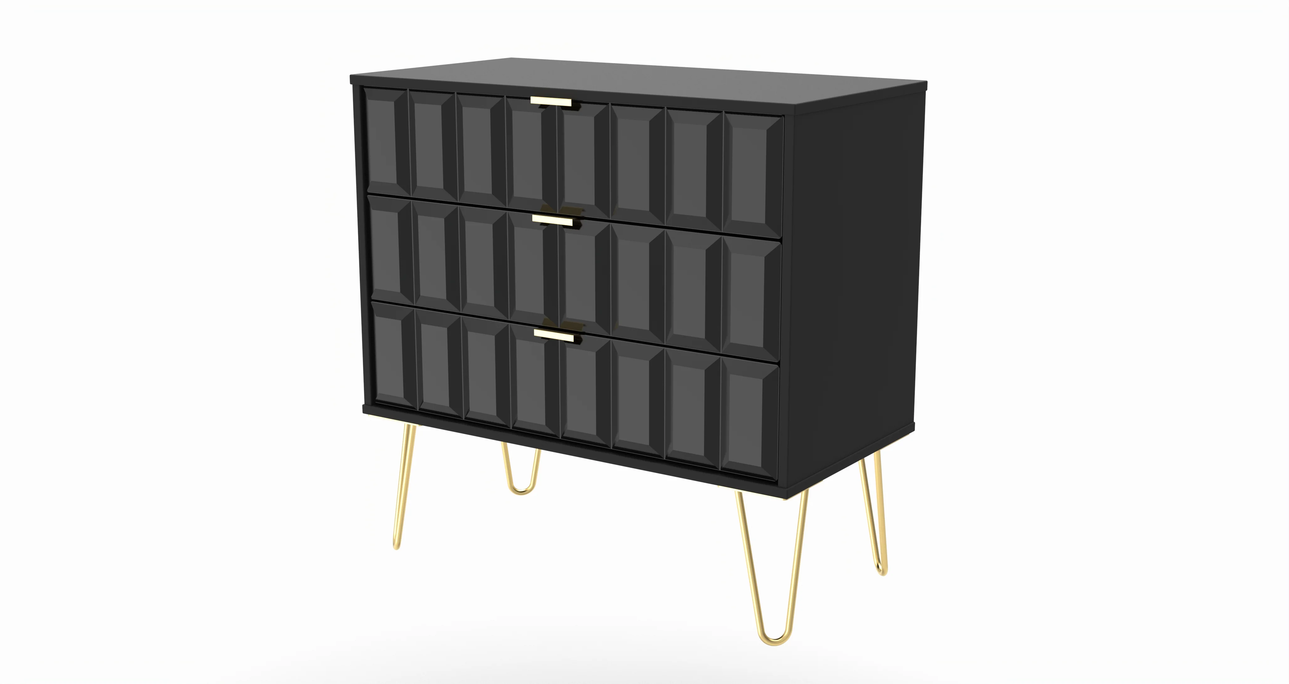 Hanover Ready Assembled 3 Drawer Chest in Deep Black & Black Matt - Image 7