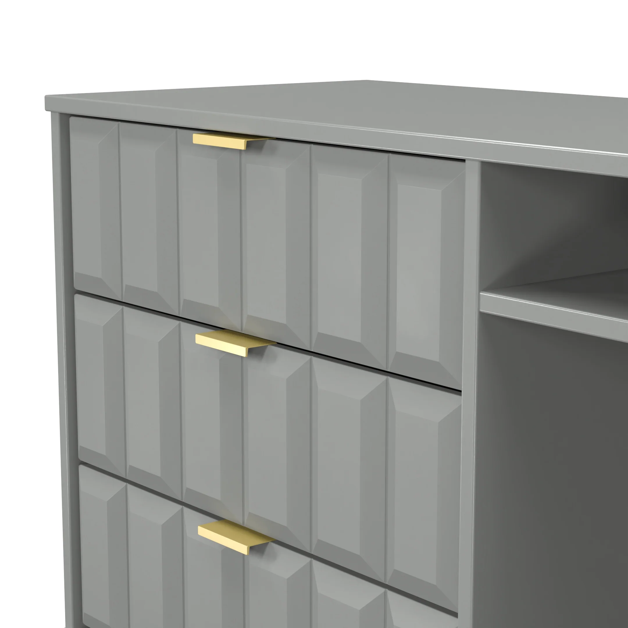 Hanover Ready Assembled 3 Drawer TV Unit in Dusk Grey - Image 5