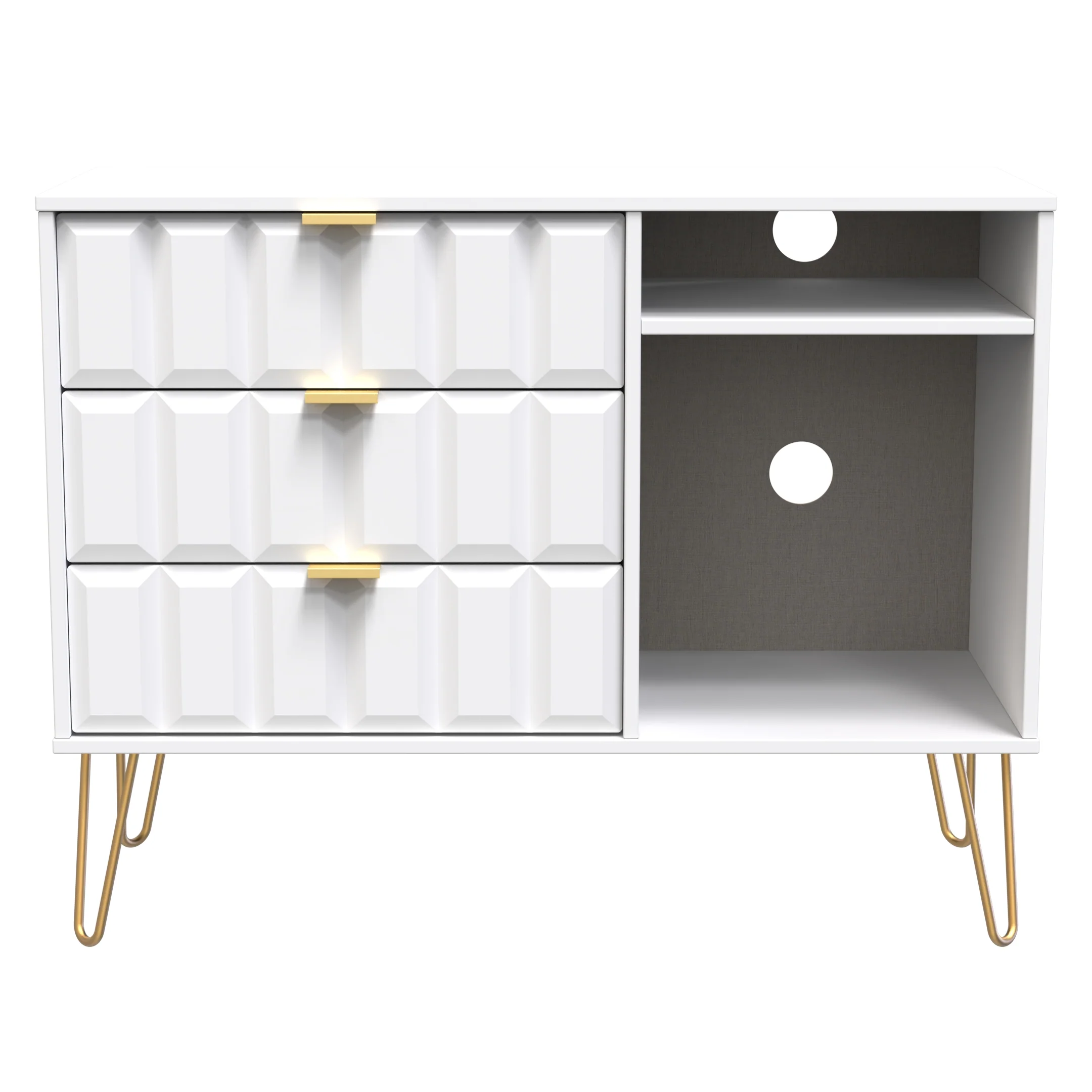 Hanover Ready Assembled 3 Drawer TV Unit in White Matt