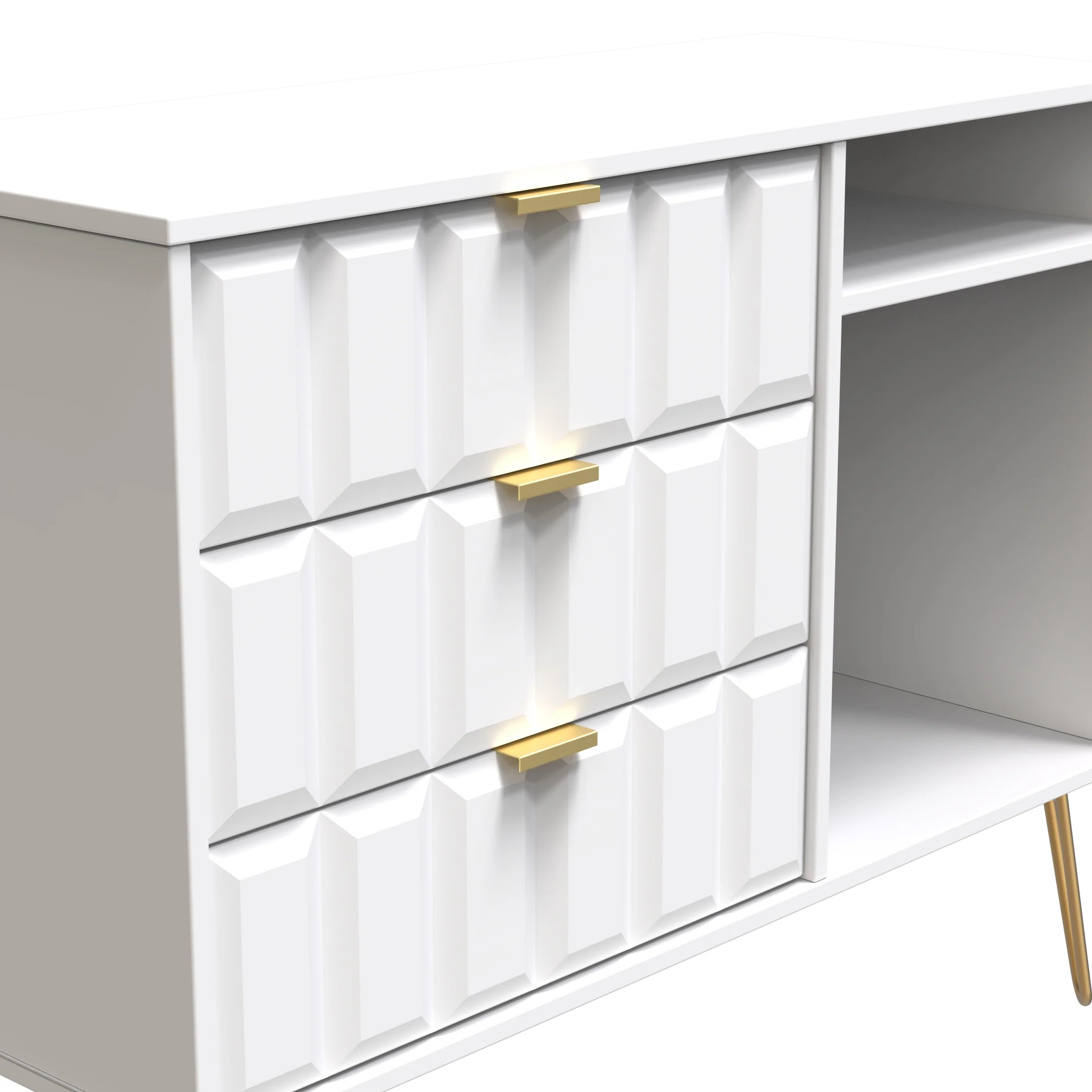 Hanover Ready Assembled 3 Drawer TV Unit in White Matt - Image 4