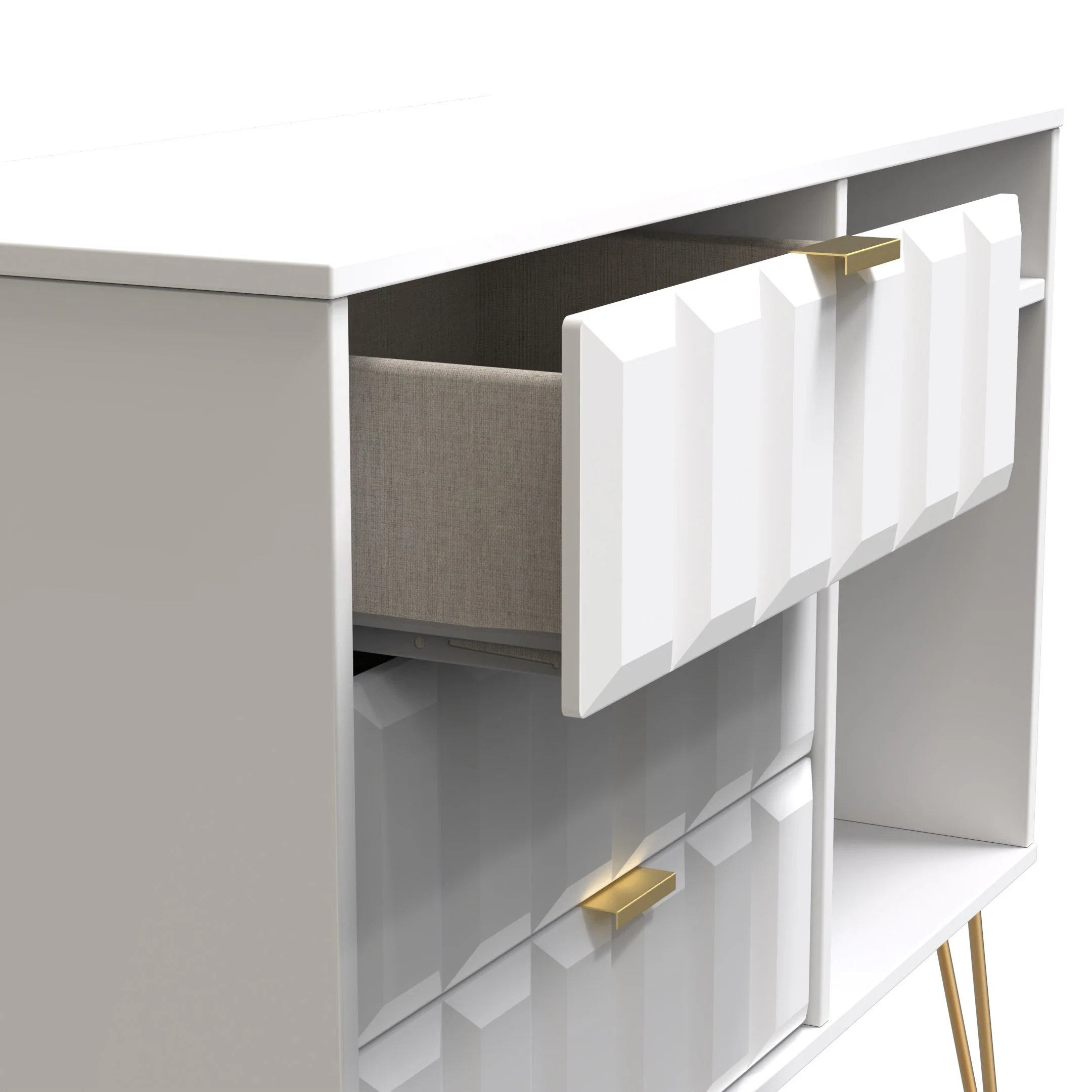 Hanover Ready Assembled 3 Drawer TV Unit in White Matt - Image 5