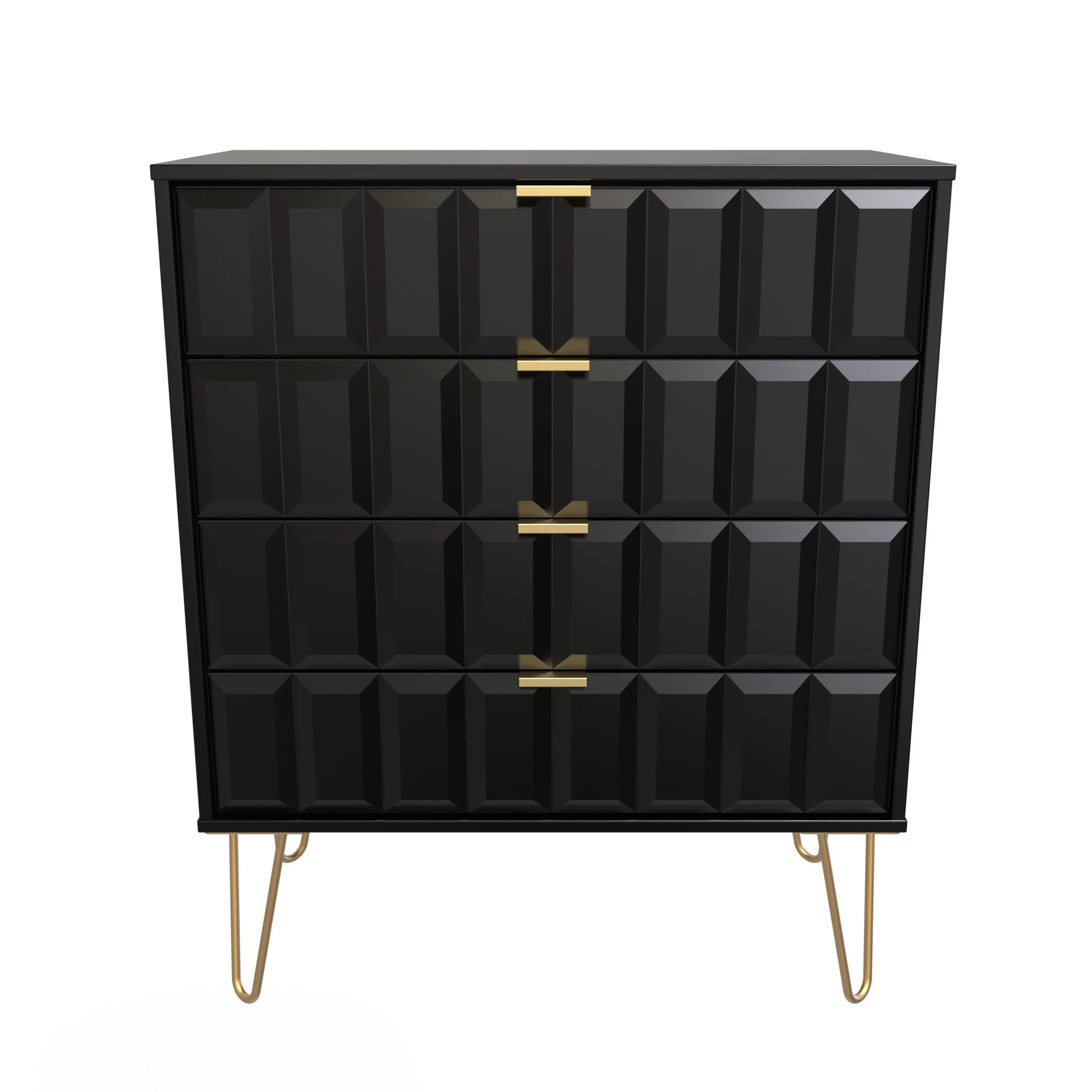 Hanover Ready Assembled 4 Drawer Chest in Deep Black & Black Matt - Image 3