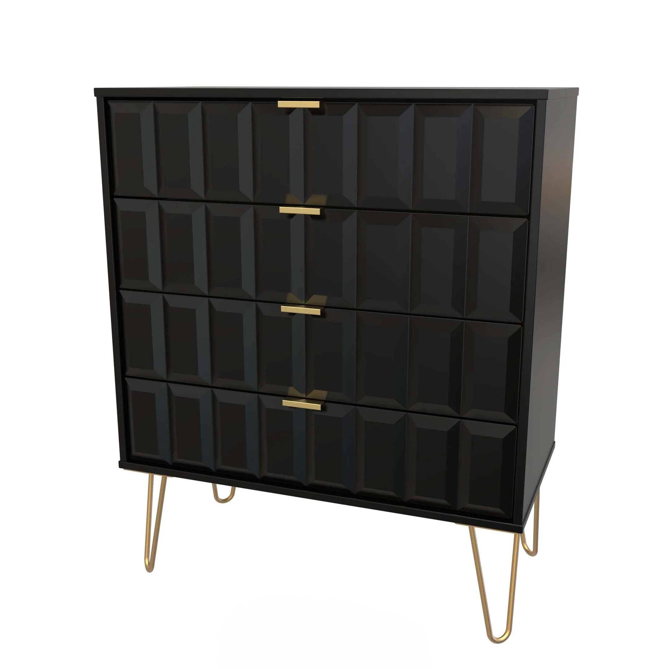 Hanover Ready Assembled 4 Drawer Chest in Deep Black & Black Matt - Image 7
