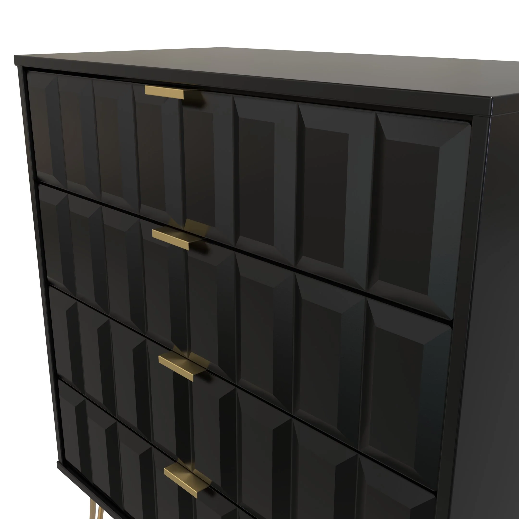 Hanover Ready Assembled 4 Drawer Chest in Deep Black & Black Matt - Image 9