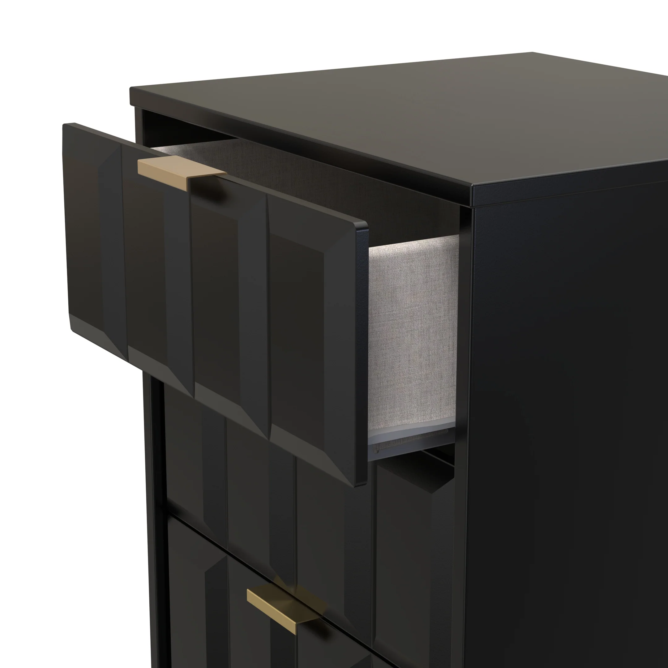 Hanover Ready Assembled 5 Drawer Tallboy in Deep Black & Black Matt - Image 6