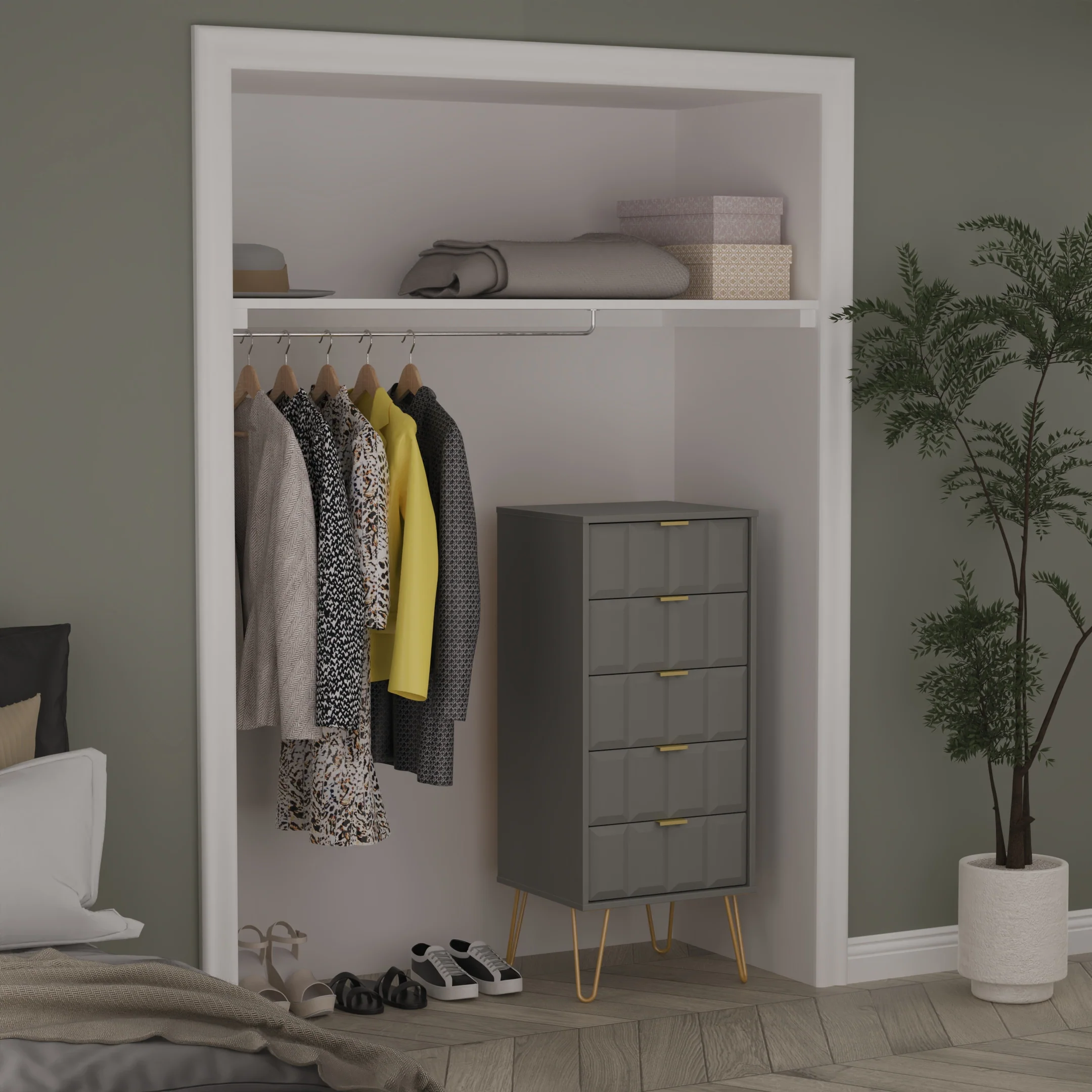 Hanover Ready Assembled 5 Drawer Tallboy in Dusk Grey