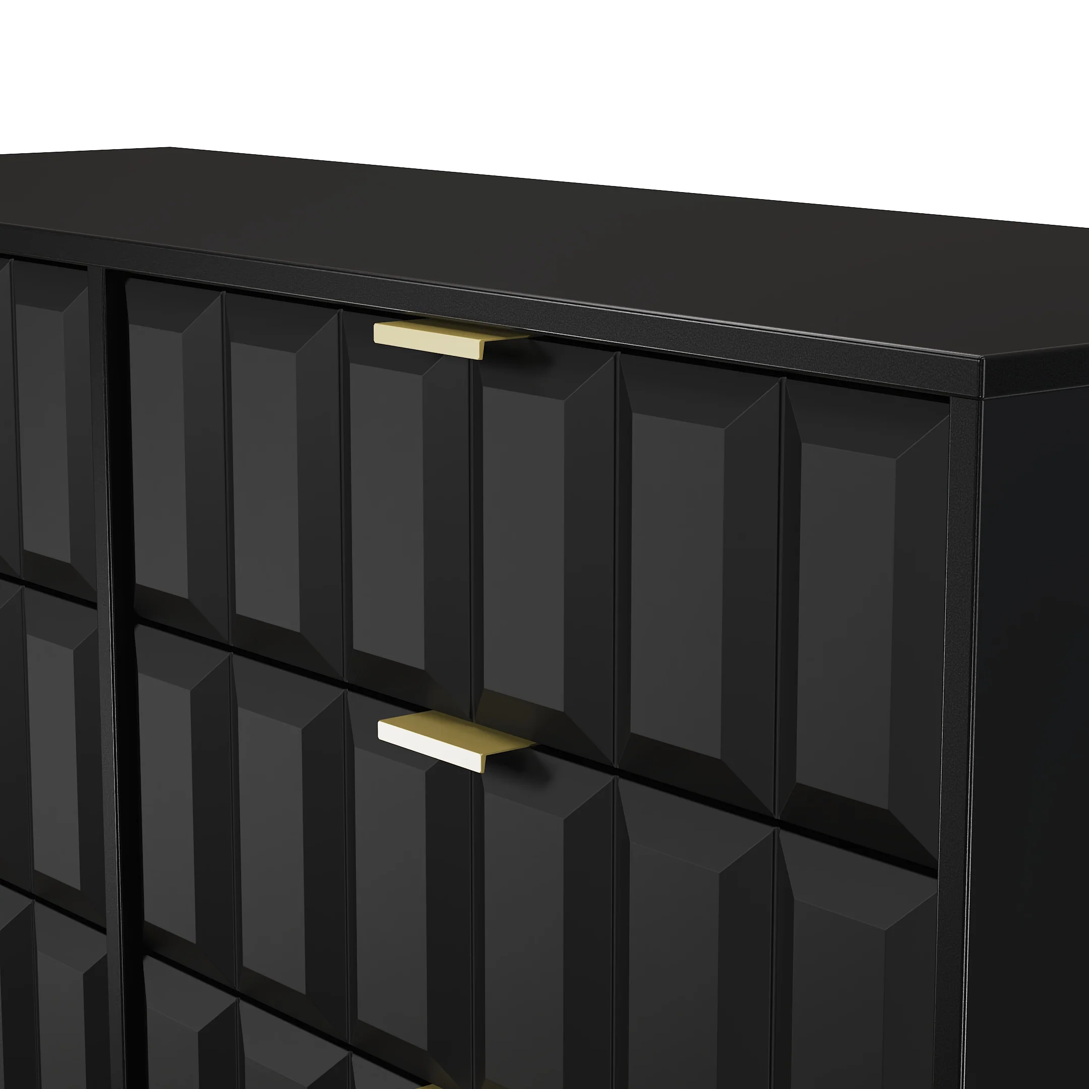 Hanover Ready Assembled 6 Drawer Wide Chest in Deep Black & Black Matt - Image 5