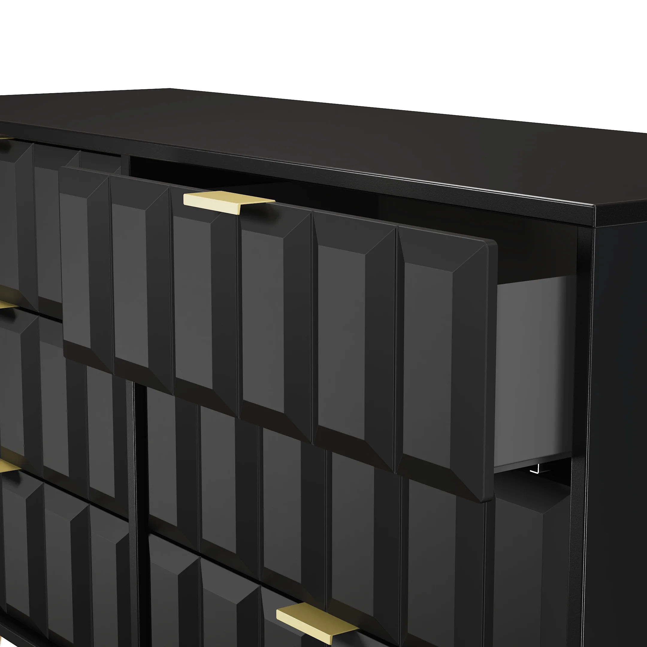 Hanover Ready Assembled 6 Drawer Wide Chest in Deep Black & Black Matt - Image 6