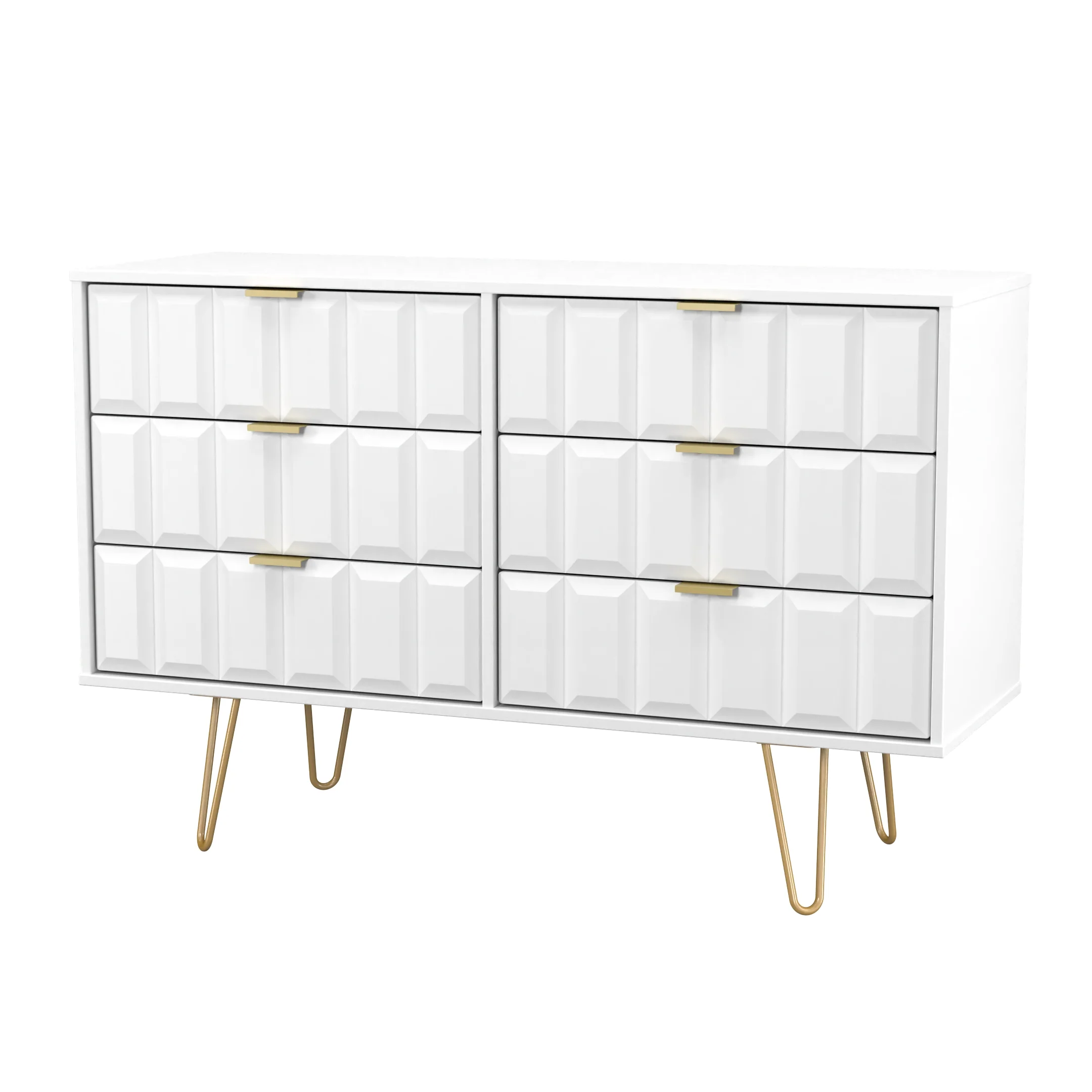 Hanover Ready Assembled 6 Drawer Wide Chest in White Matt - Image 4