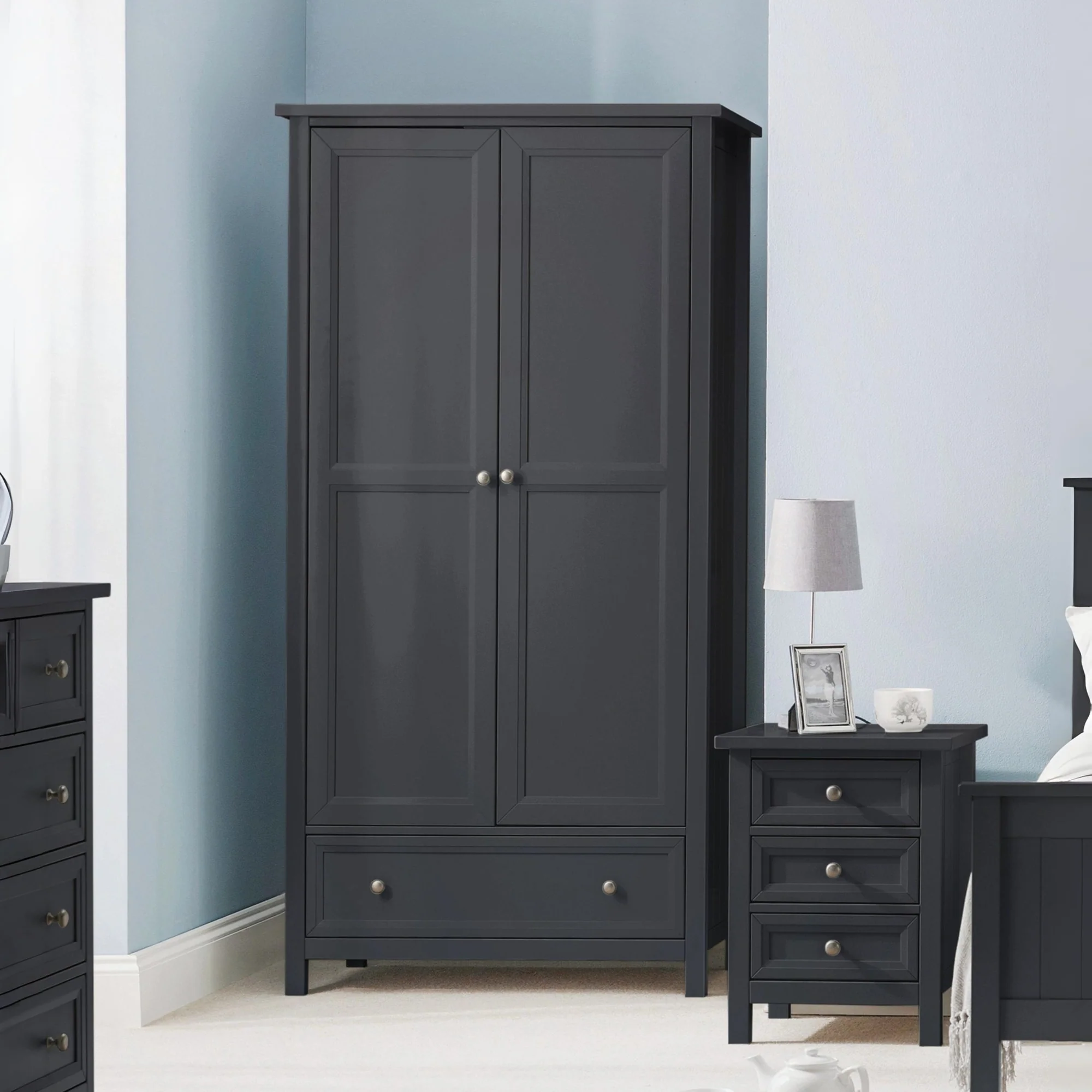 HARBOR 2 DOOR COMBINATION WARDROBE - ANTHRACITE