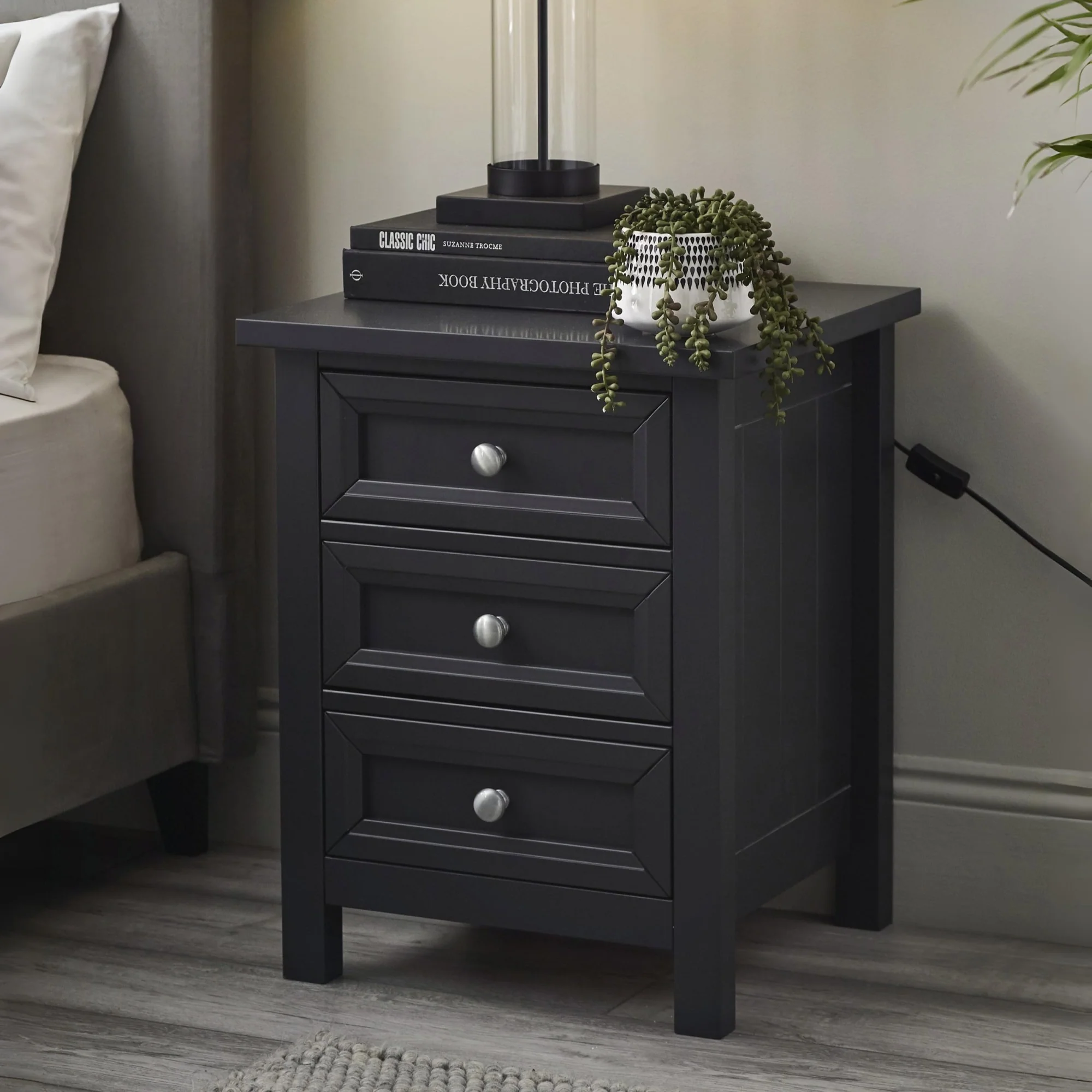 HARBOR 3 DRAWER BEDSIDE - ANTHRACITE