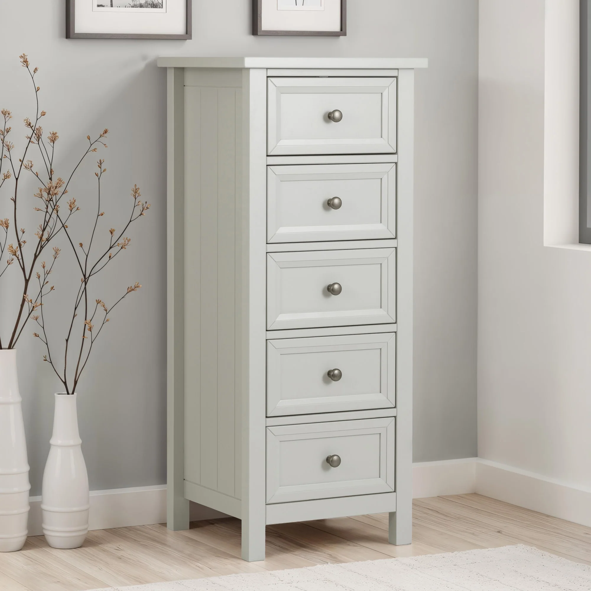 HARBOR 5 DRAWER TALL CHEST - DOVE GREY