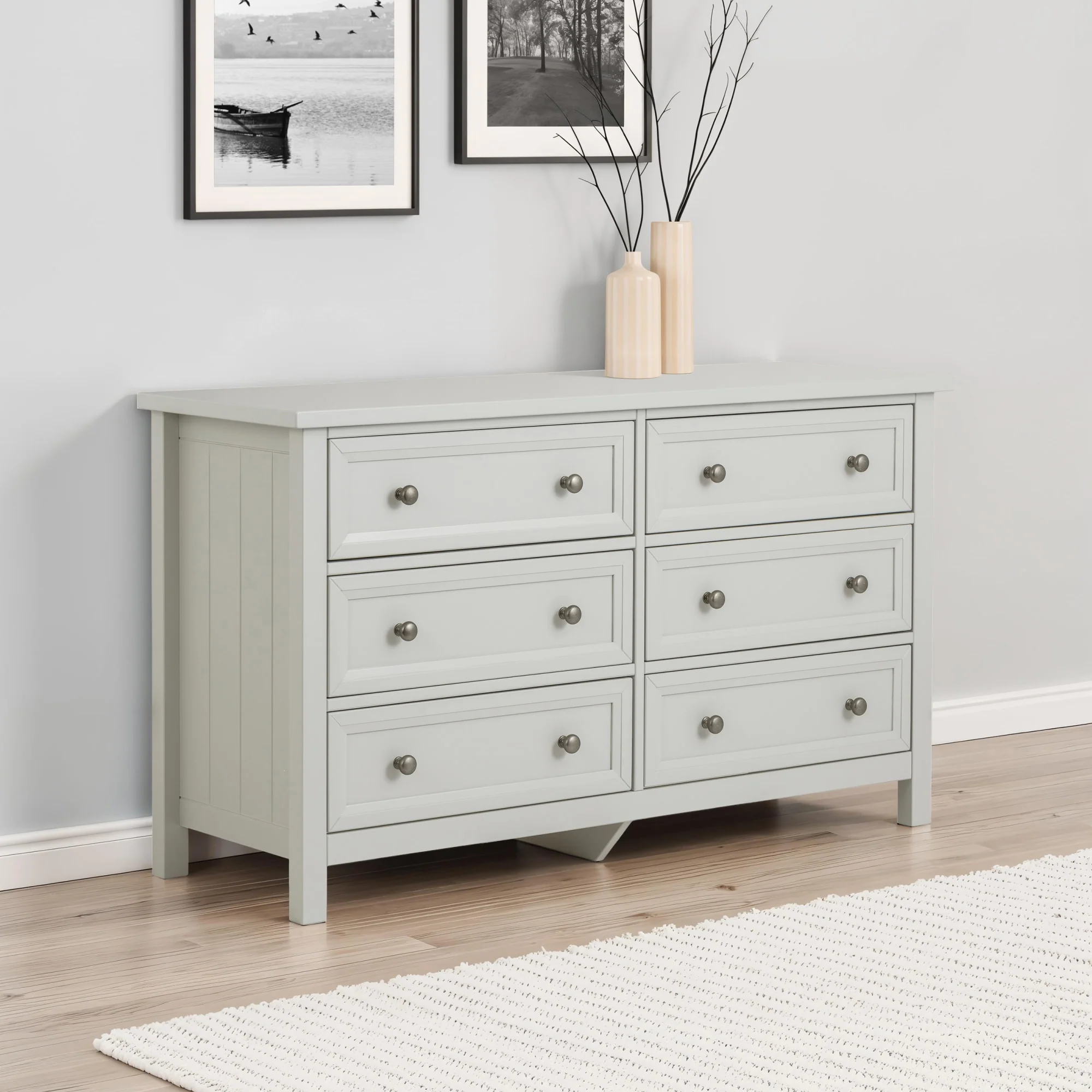 HARBOR 6 DRAWER WIDE CHEST - DOVE GREY