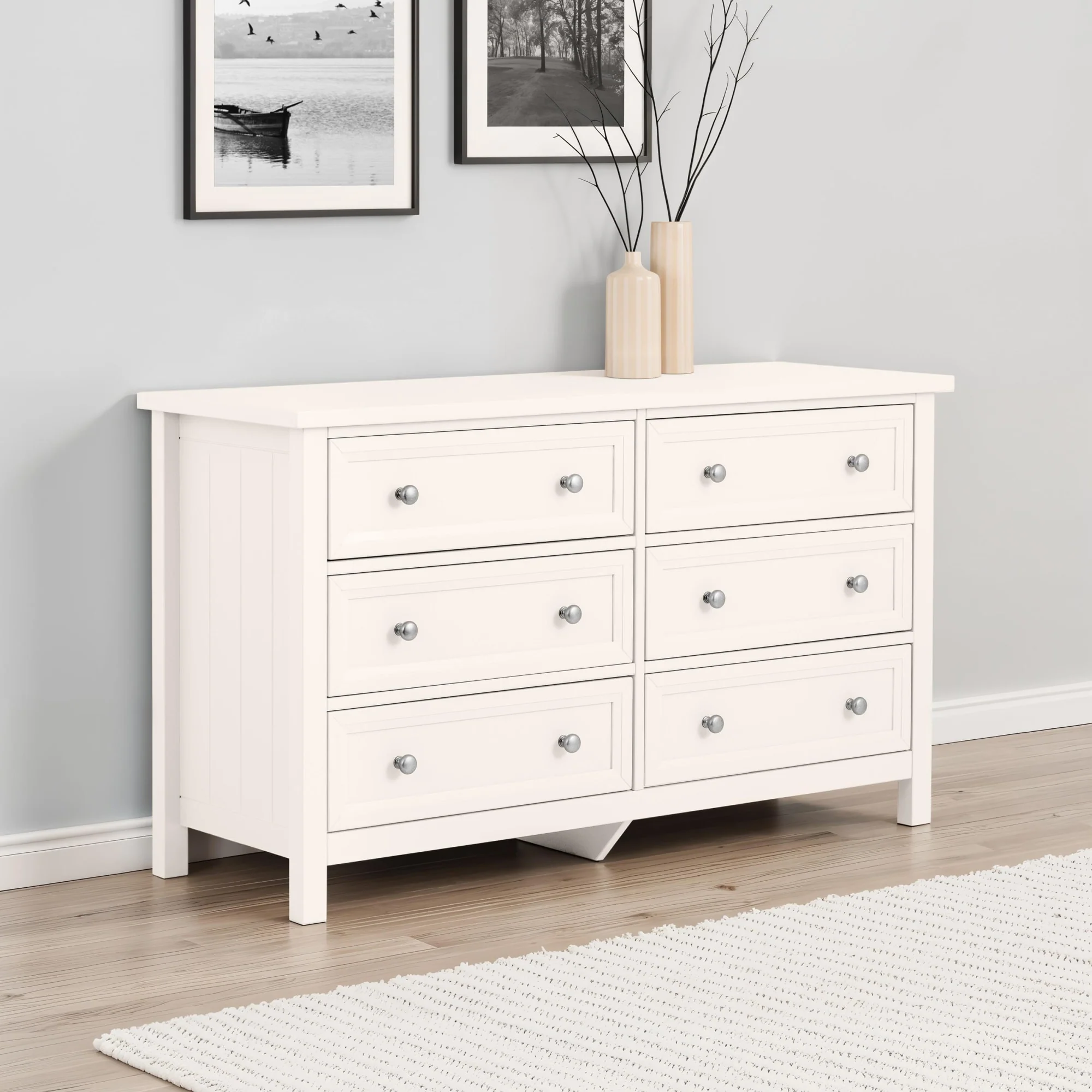 HARBOR 6 DRAWER WIDE CHEST - SURF WHITE