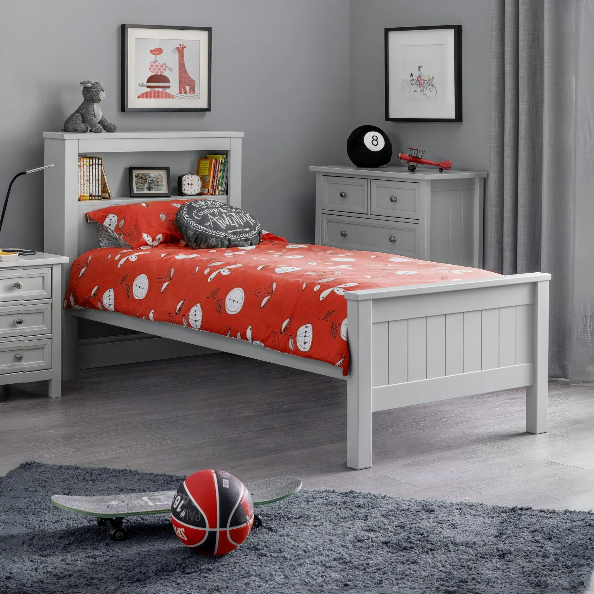 HARBOR BOOKCASE BED 90CM - DOVE GREY