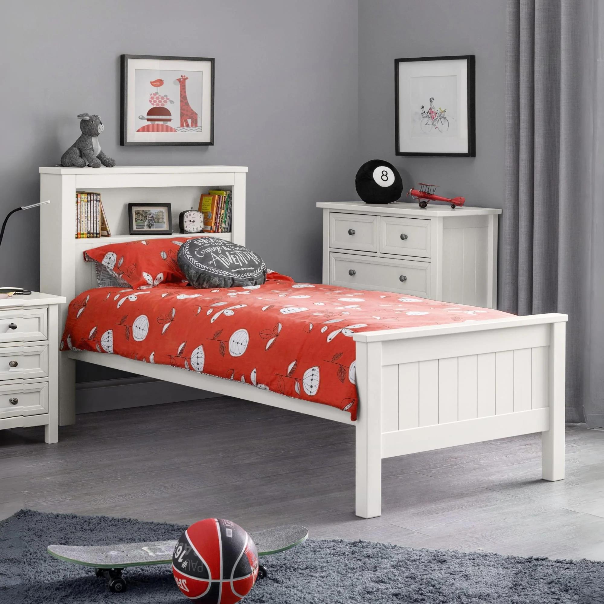 HARBOR BOOKCASE BED 90CM - SURF WHITE