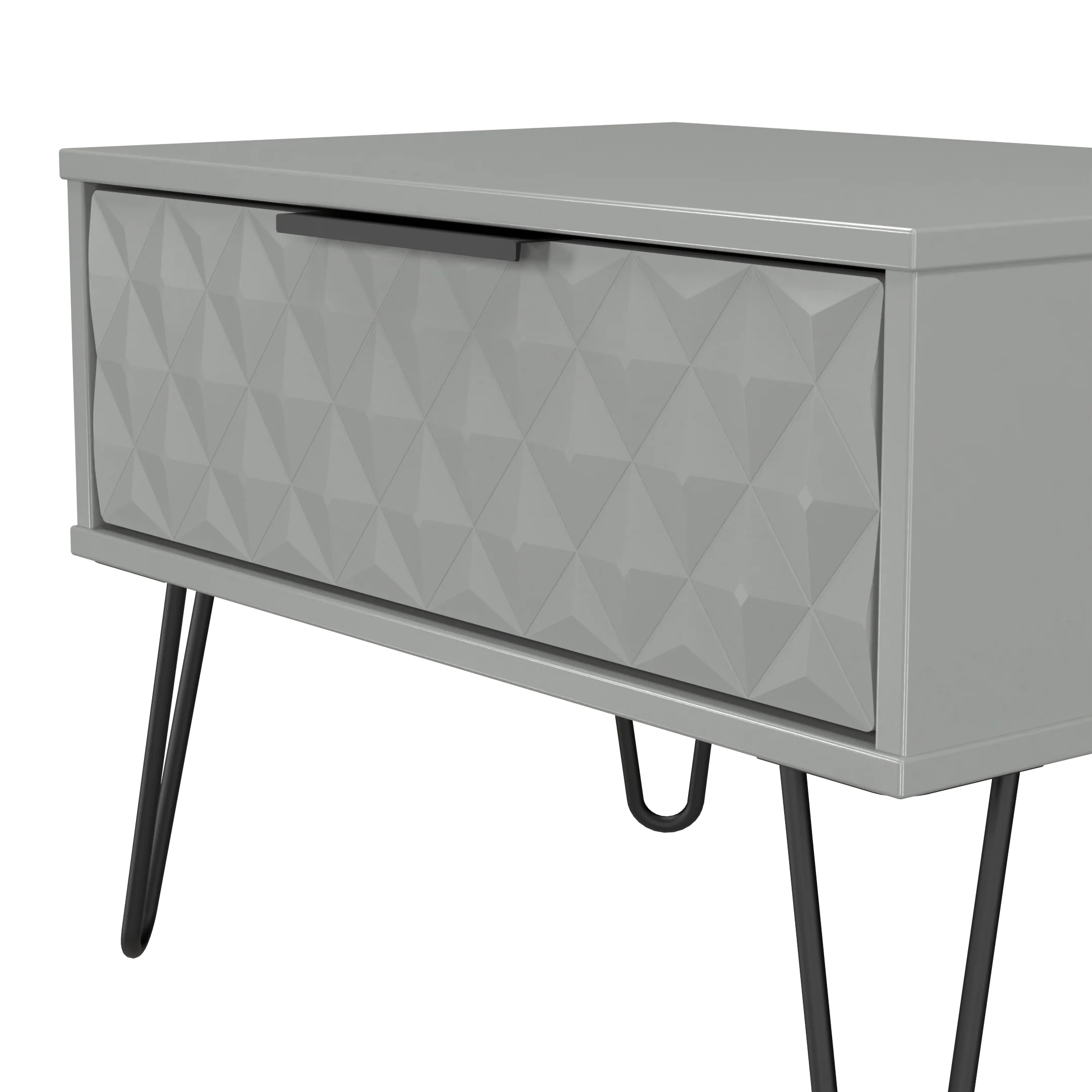 Harlequin 1 Drawer Wide Side Table in Dusk Grey - Ready Assembled - Image 5