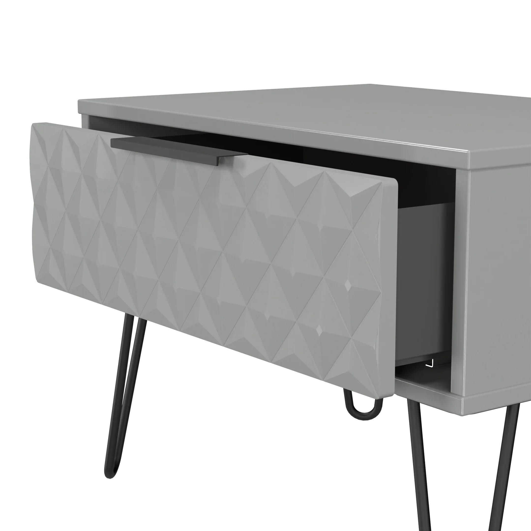 Harlequin 1 Drawer Wide Side Table in Dusk Grey - Ready Assembled - Image 6