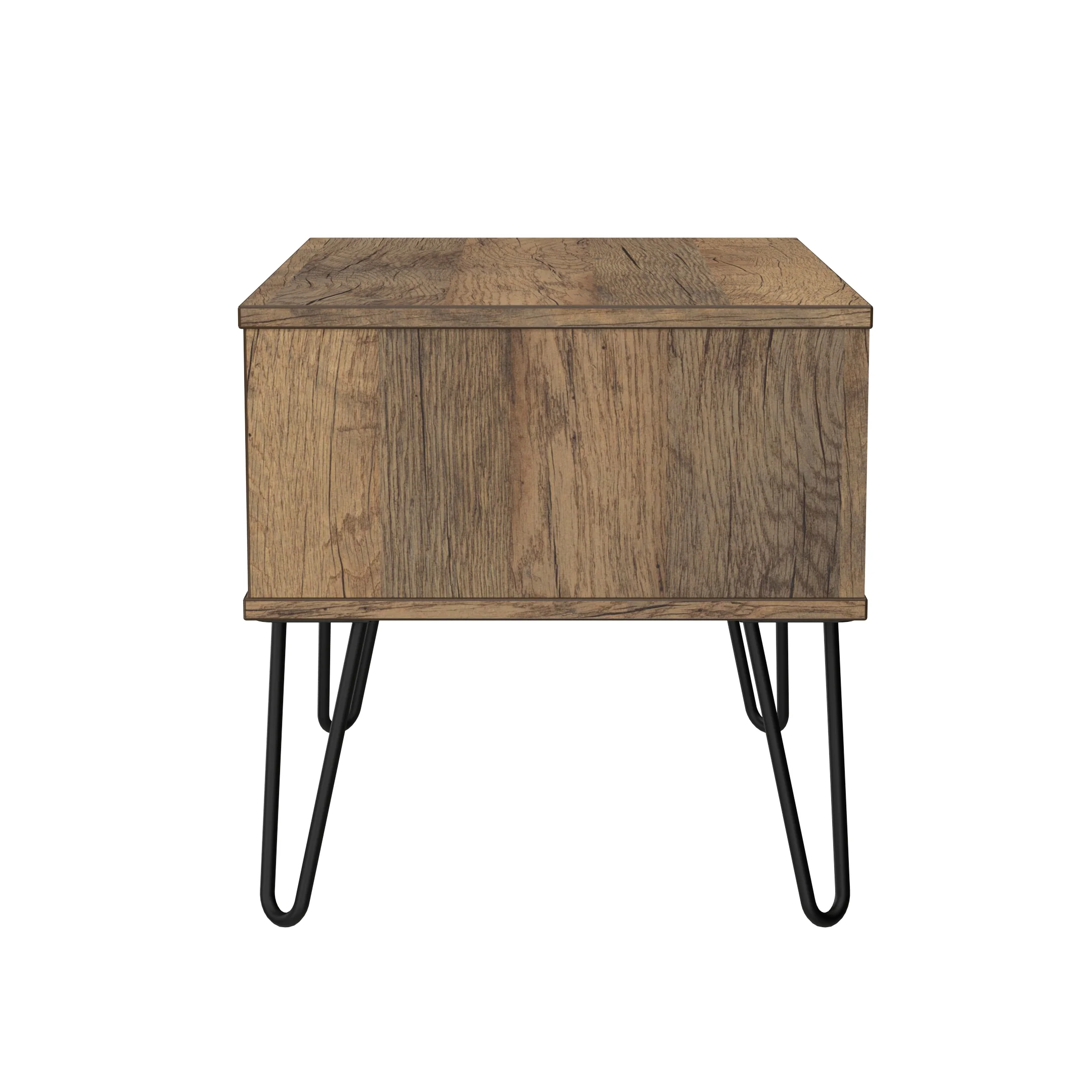 Harlequin 1 Drawer Wide Side Table in White Matt & Vintage Oak - Ready Assembled - Image 3