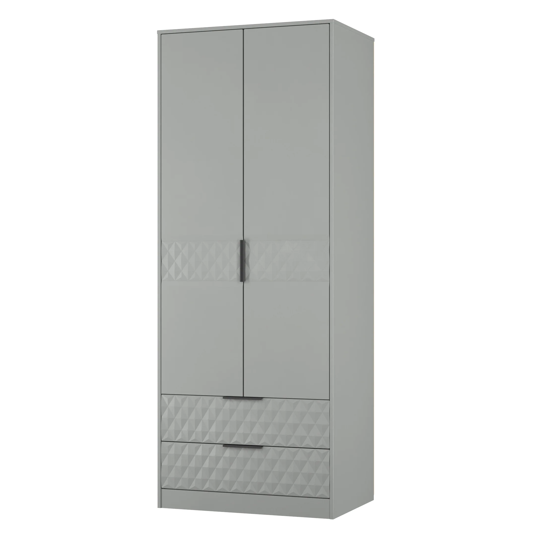 Harlequin 2 Drawer Double Wardrobe in Dusk Grey - Ready Assembled - Image 4