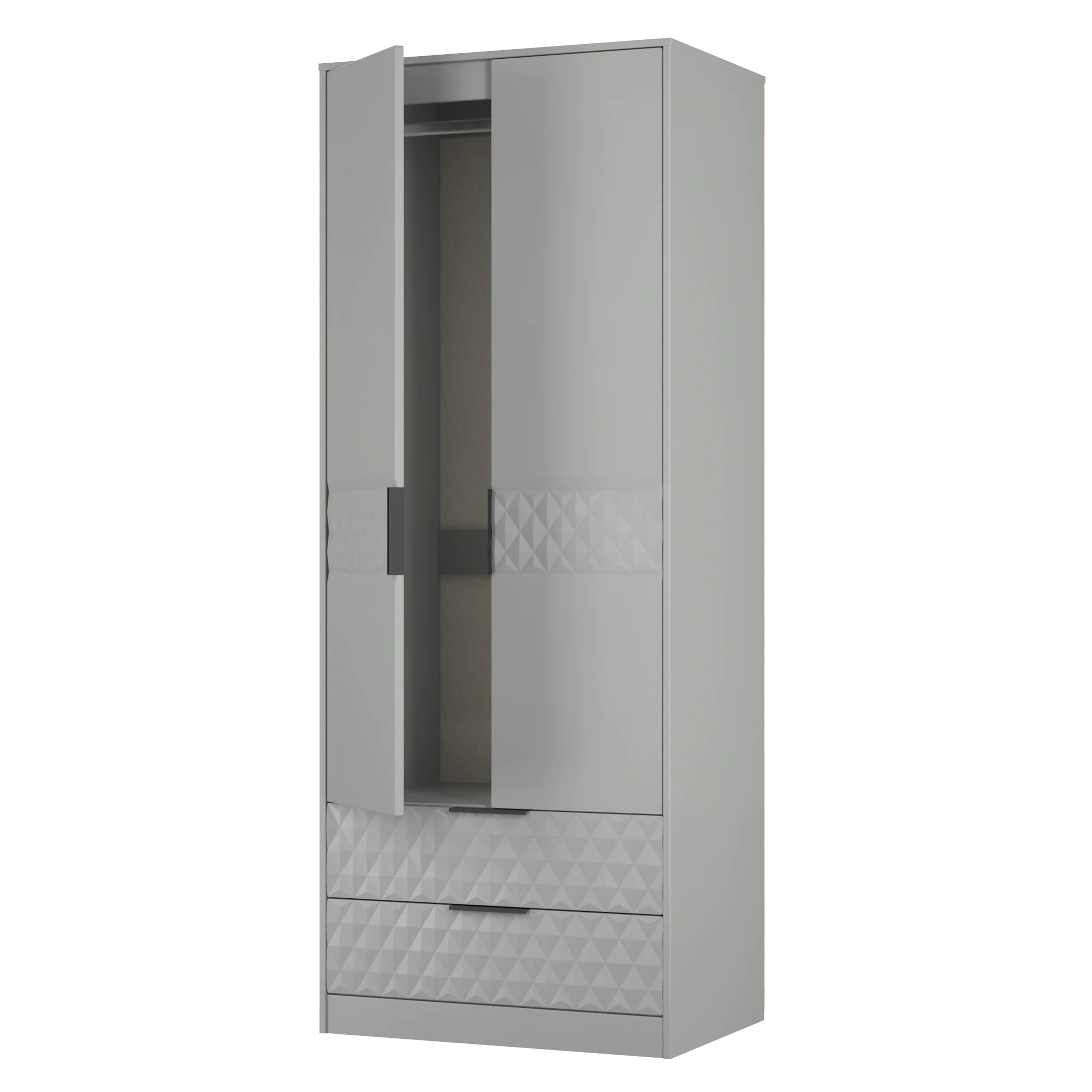 Harlequin 2 Drawer Double Wardrobe in Dusk Grey - Ready Assembled - Image 6