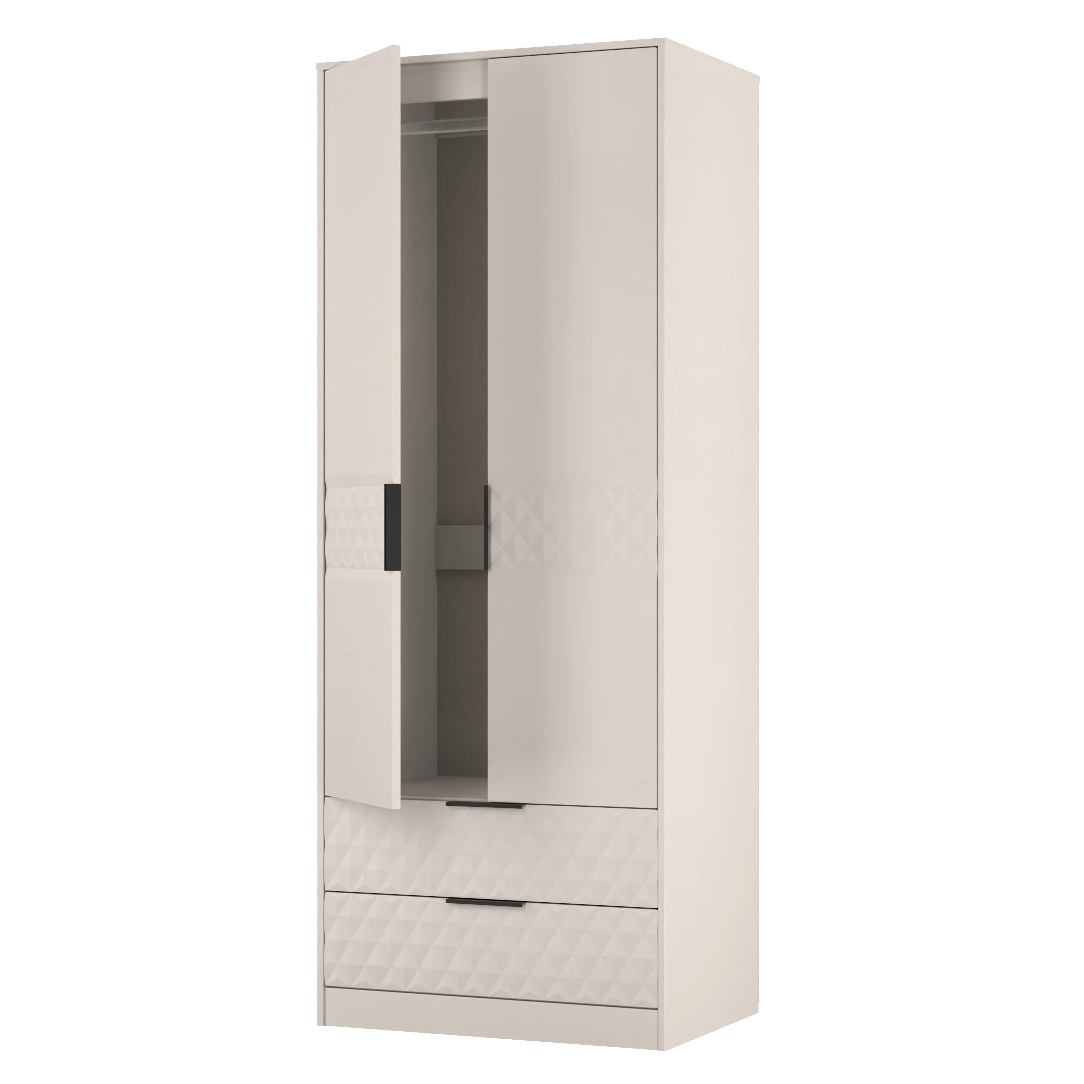 Harlequin 2 Drawer Double Wardrobe in Kashmir Matt - Ready Assembled - Image 5