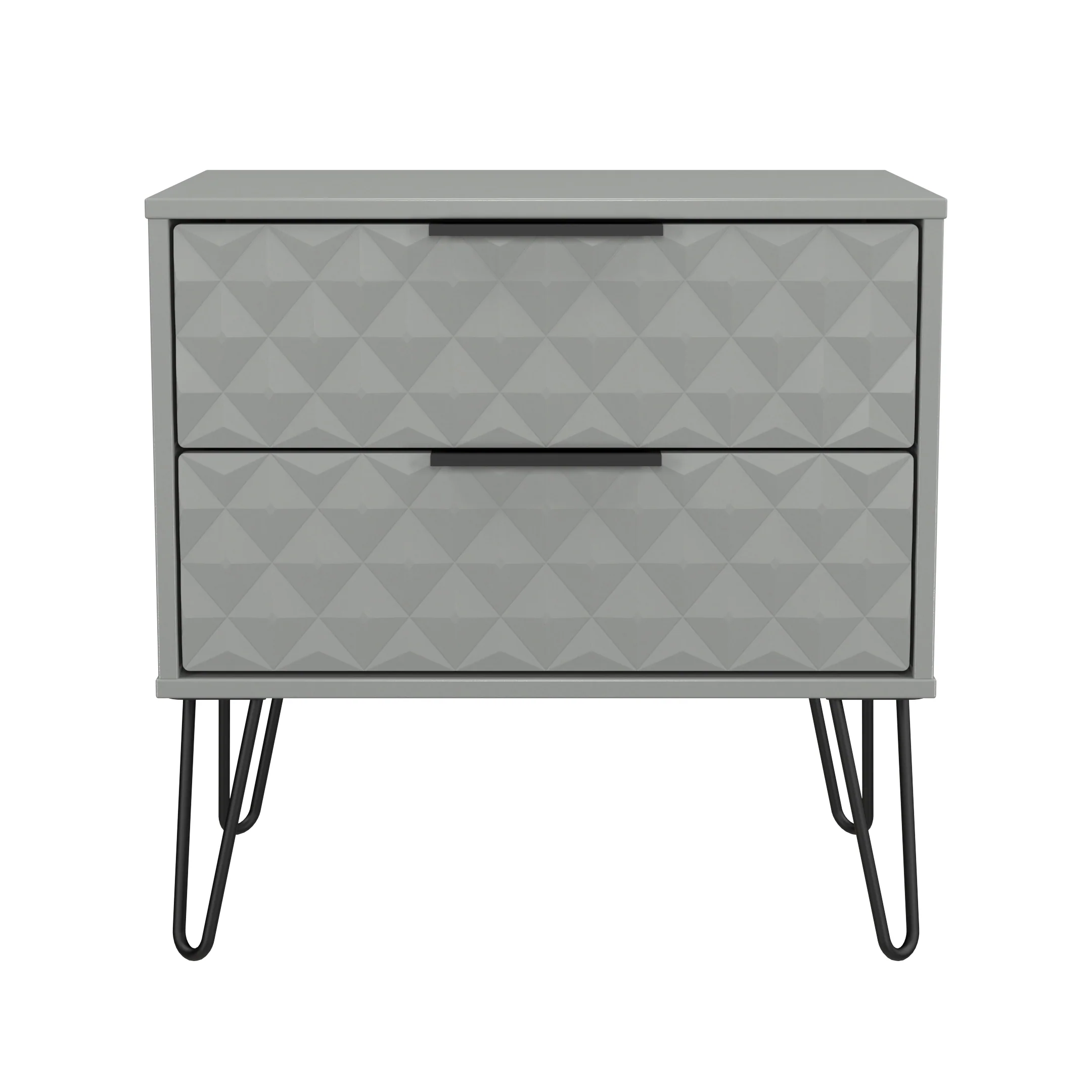 Harlequin 2 Drawer Side Table in Dusk Grey - Ready Assembled - Image 2