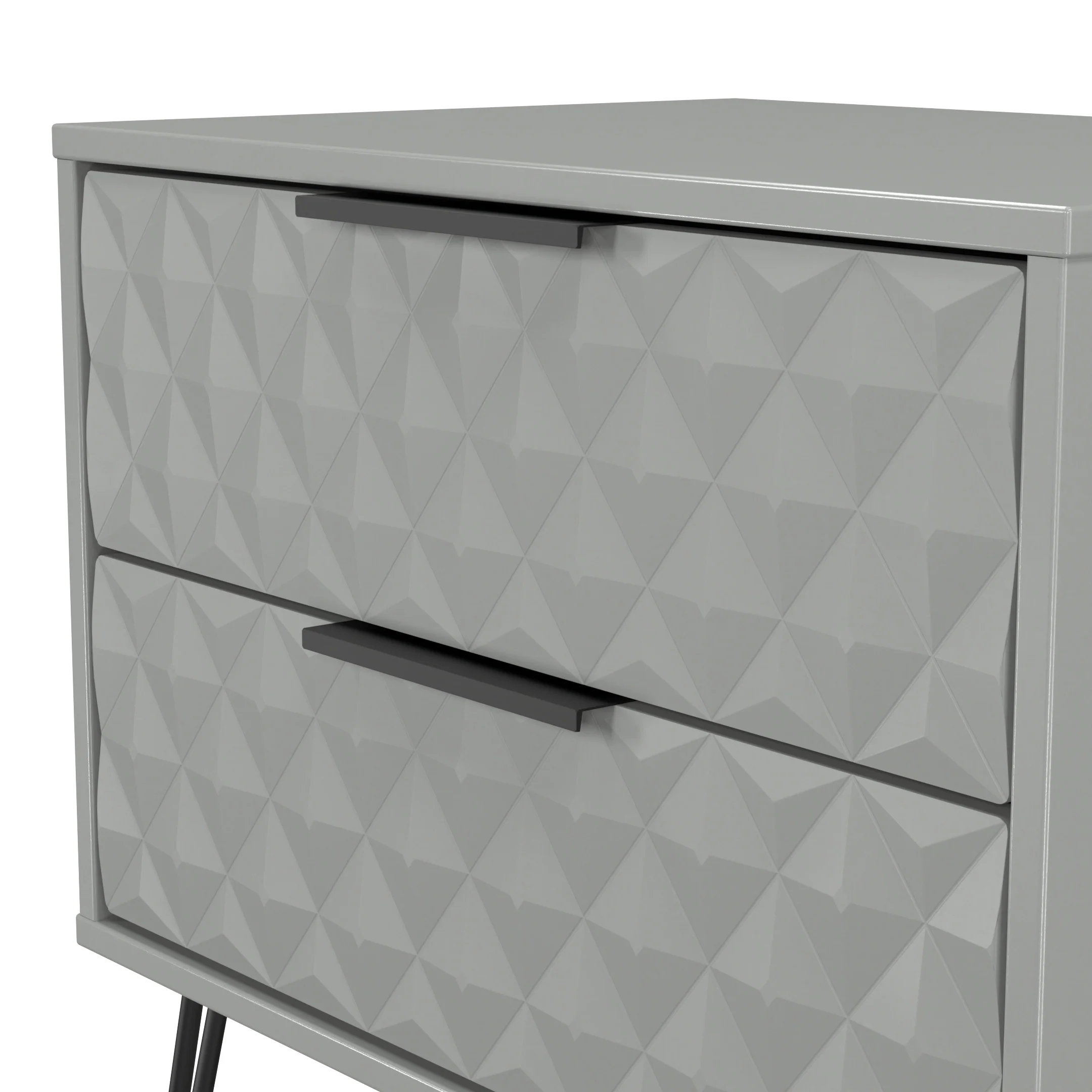 Harlequin 2 Drawer Side Table in Dusk Grey - Ready Assembled - Image 5