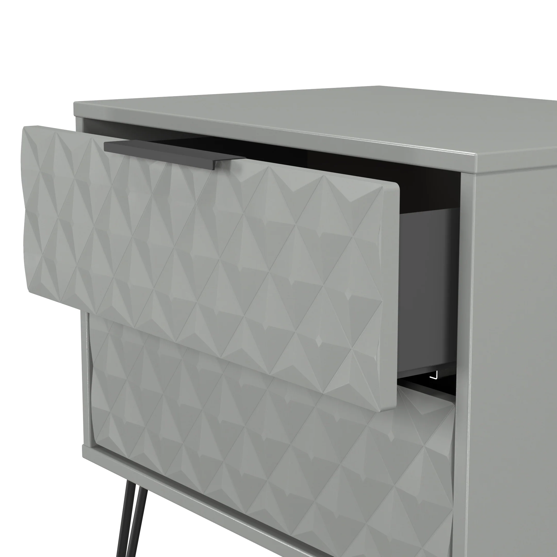 Harlequin 2 Drawer Side Table in Dusk Grey - Ready Assembled - Image 6