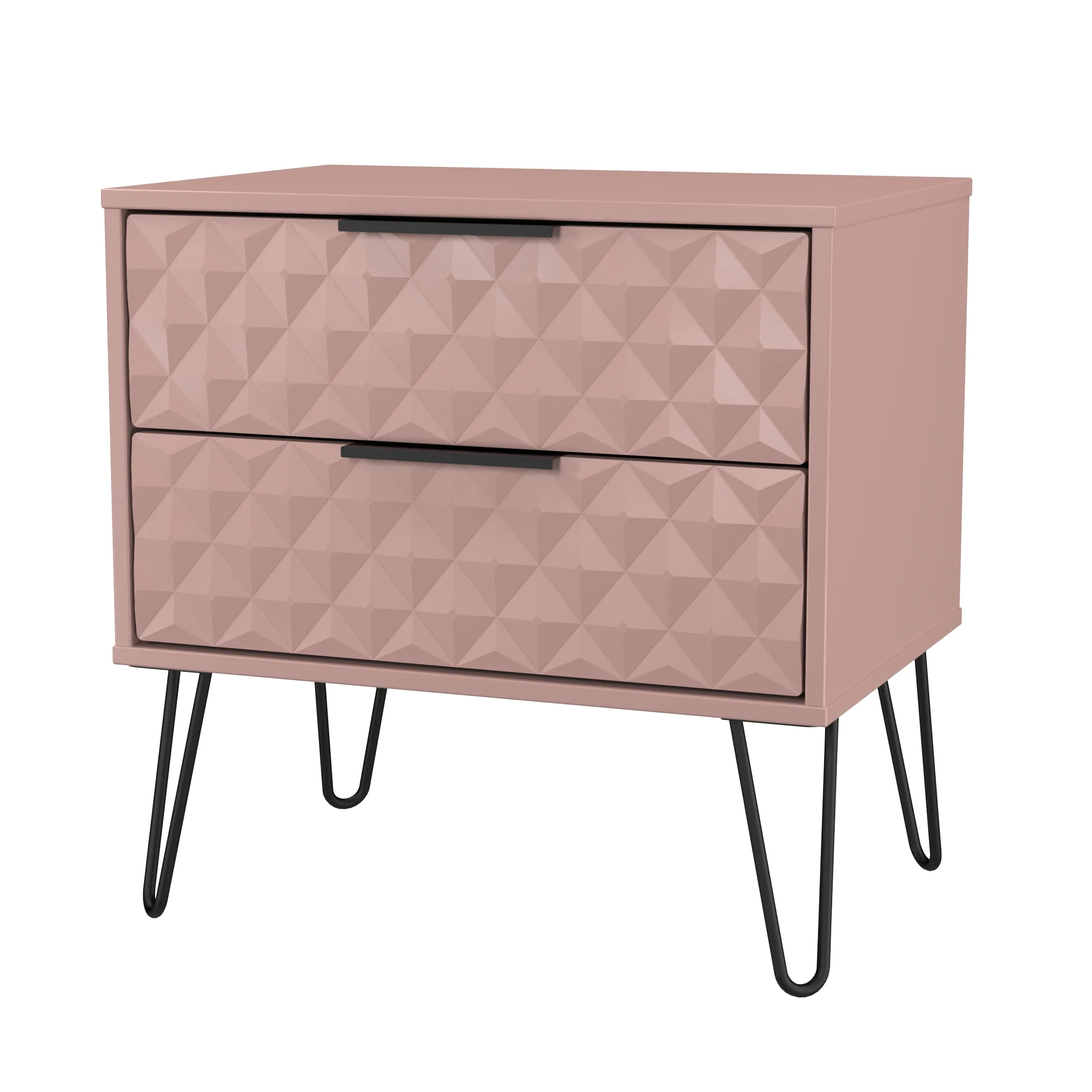 Harlequin 2 Drawer Side Table in Kobe Pink - Ready Assembled - Image 4