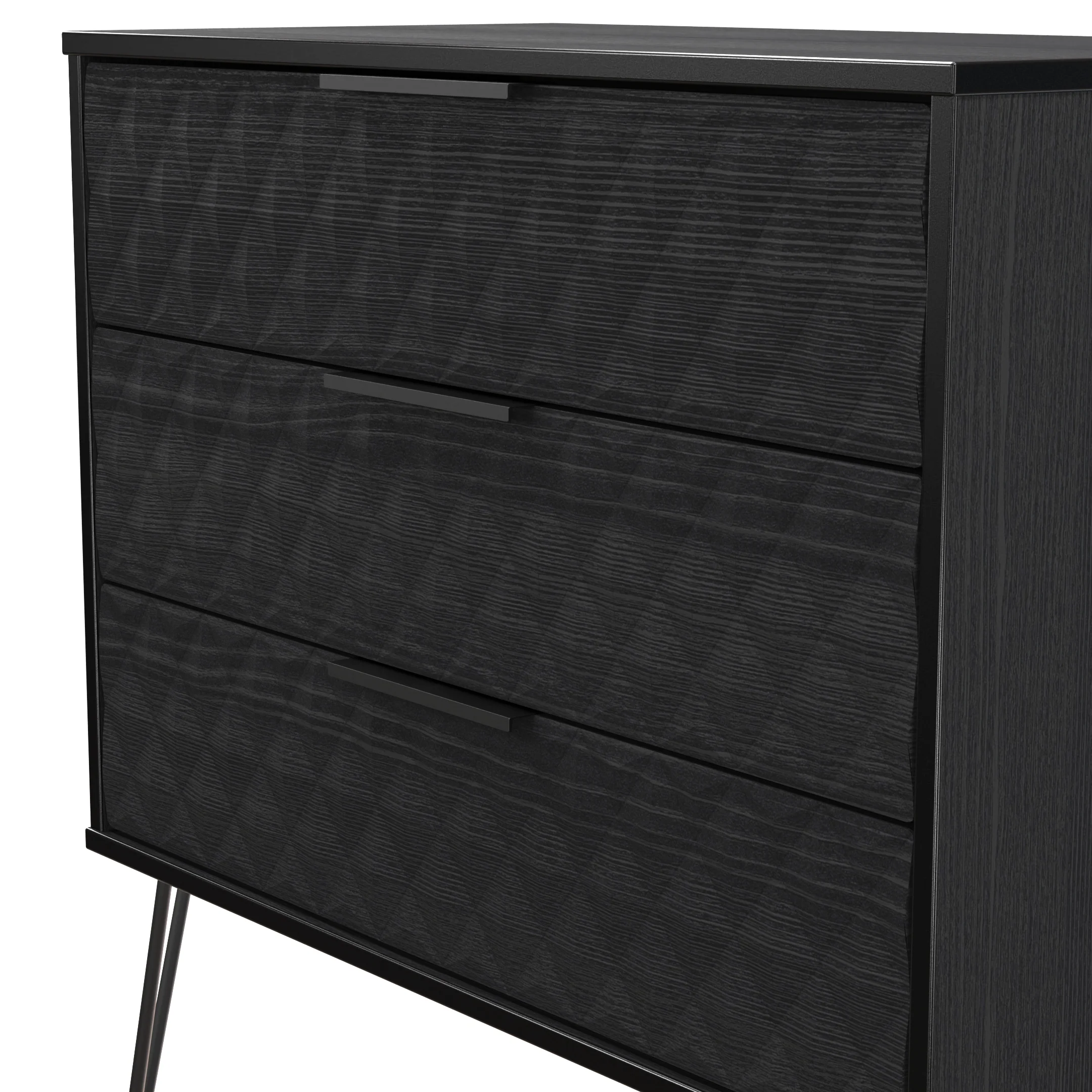 Harlequin 3 Drawer Chest in Black Ash - Ready Assembled - Image 4
