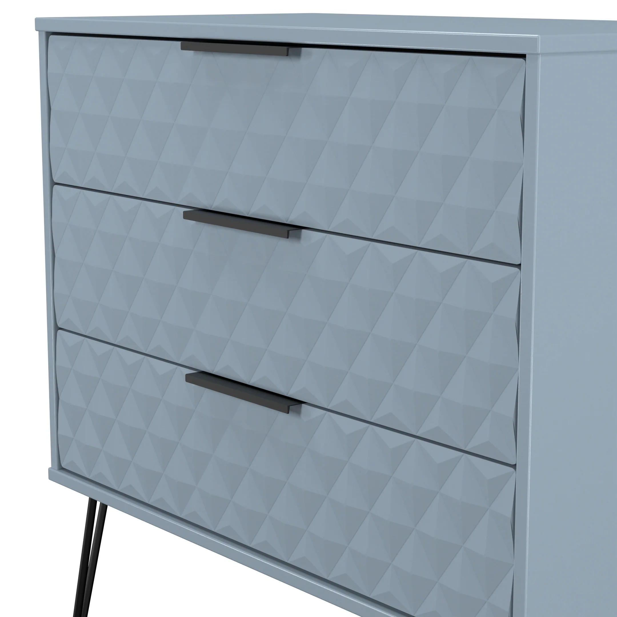 Harlequin 3 Drawer Chest in Denim Blue - Ready Assembled - Image 5