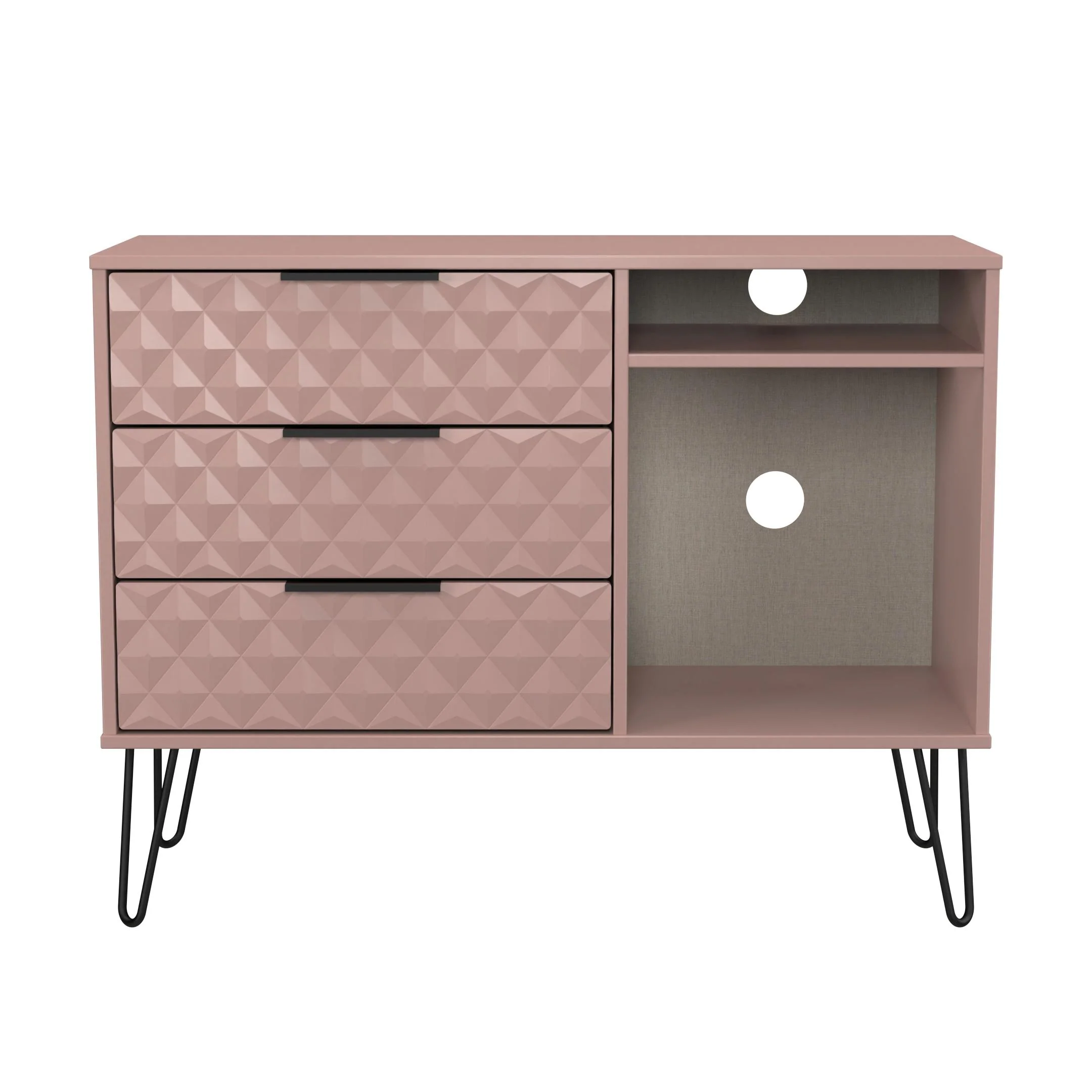 Harlequin 3 Drawer TV Unit in Kobe Pink - Ready Assembled - Image 2