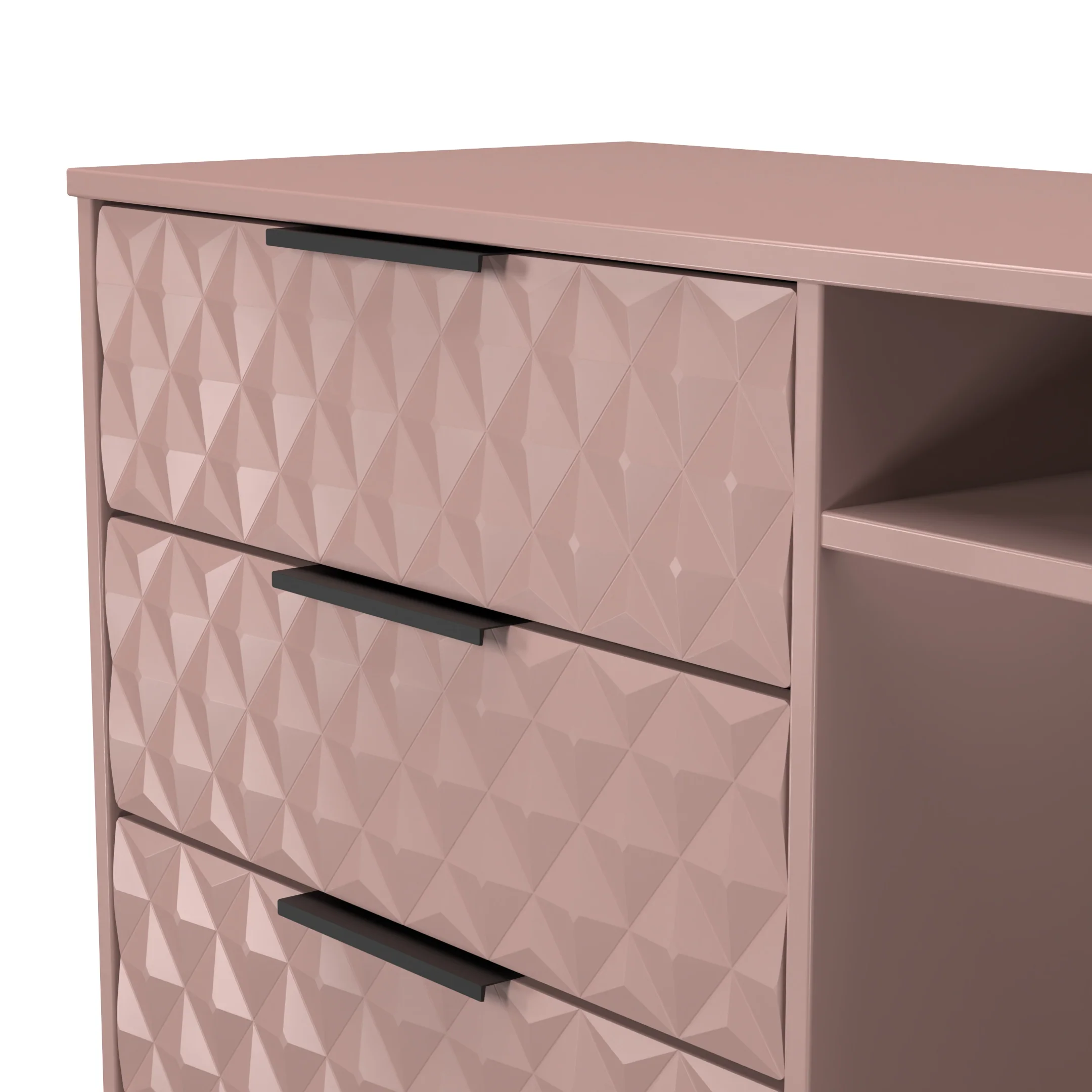 Harlequin 3 Drawer TV Unit in Kobe Pink - Ready Assembled - Image 5