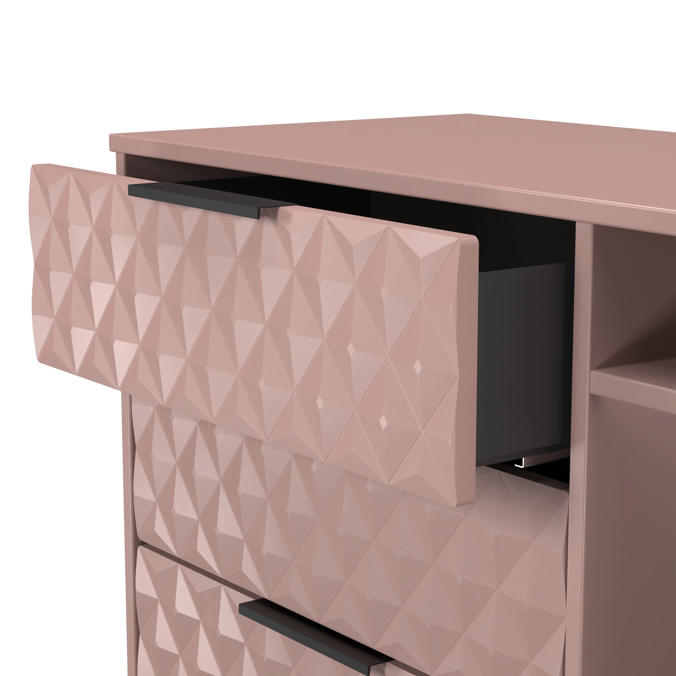 Harlequin 3 Drawer TV Unit in Kobe Pink - Ready Assembled - Image 6