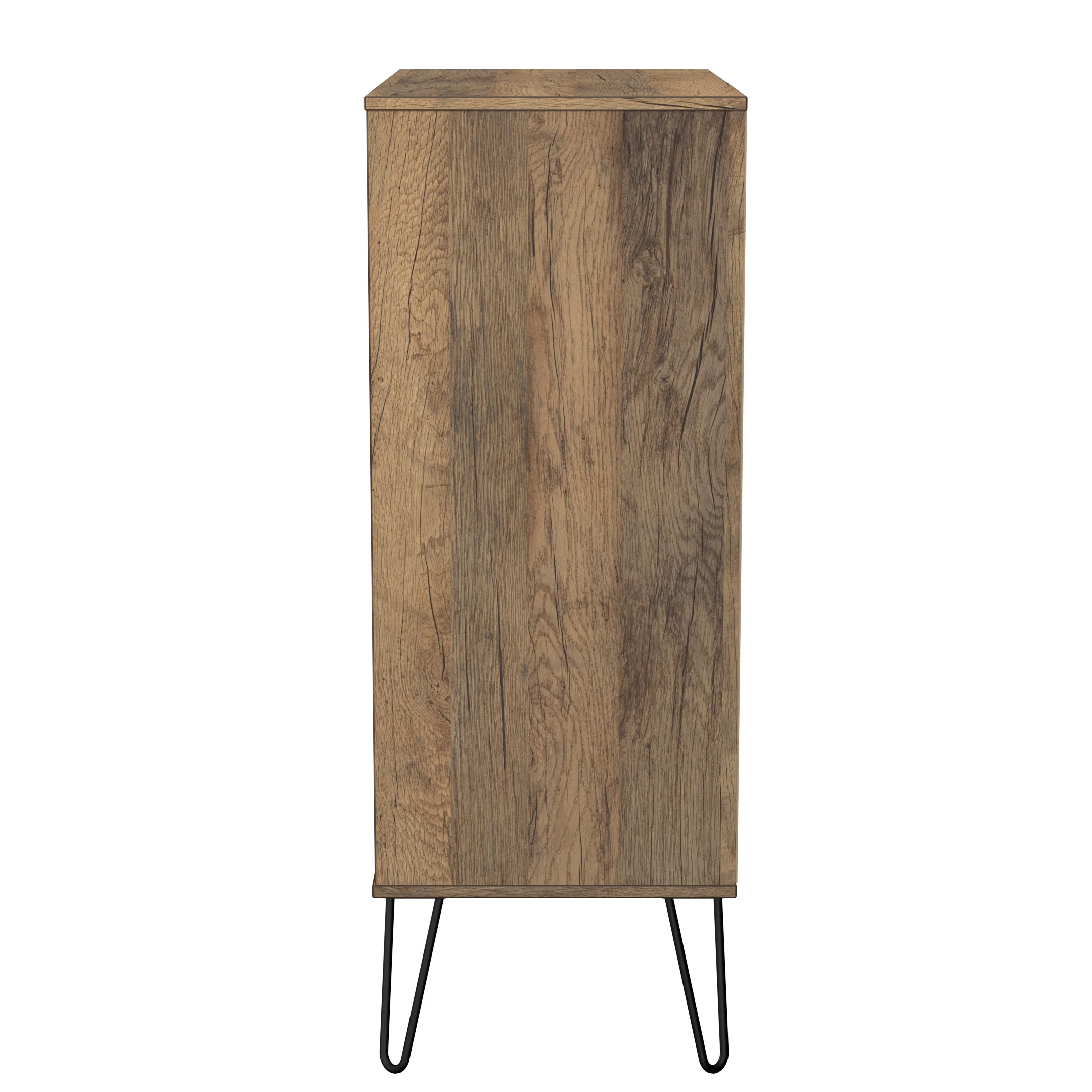 Harlequin 5 Drawer Chest in White Matt & Vintage Oak - Ready Assembled - Image 3