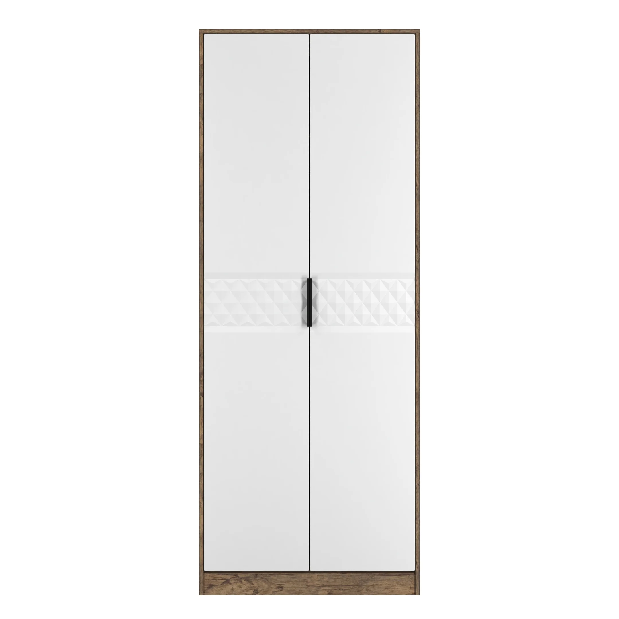 Harlequin Double Wardrobe in White Matt & Vintage Oak - Ready Assembled - Image 2