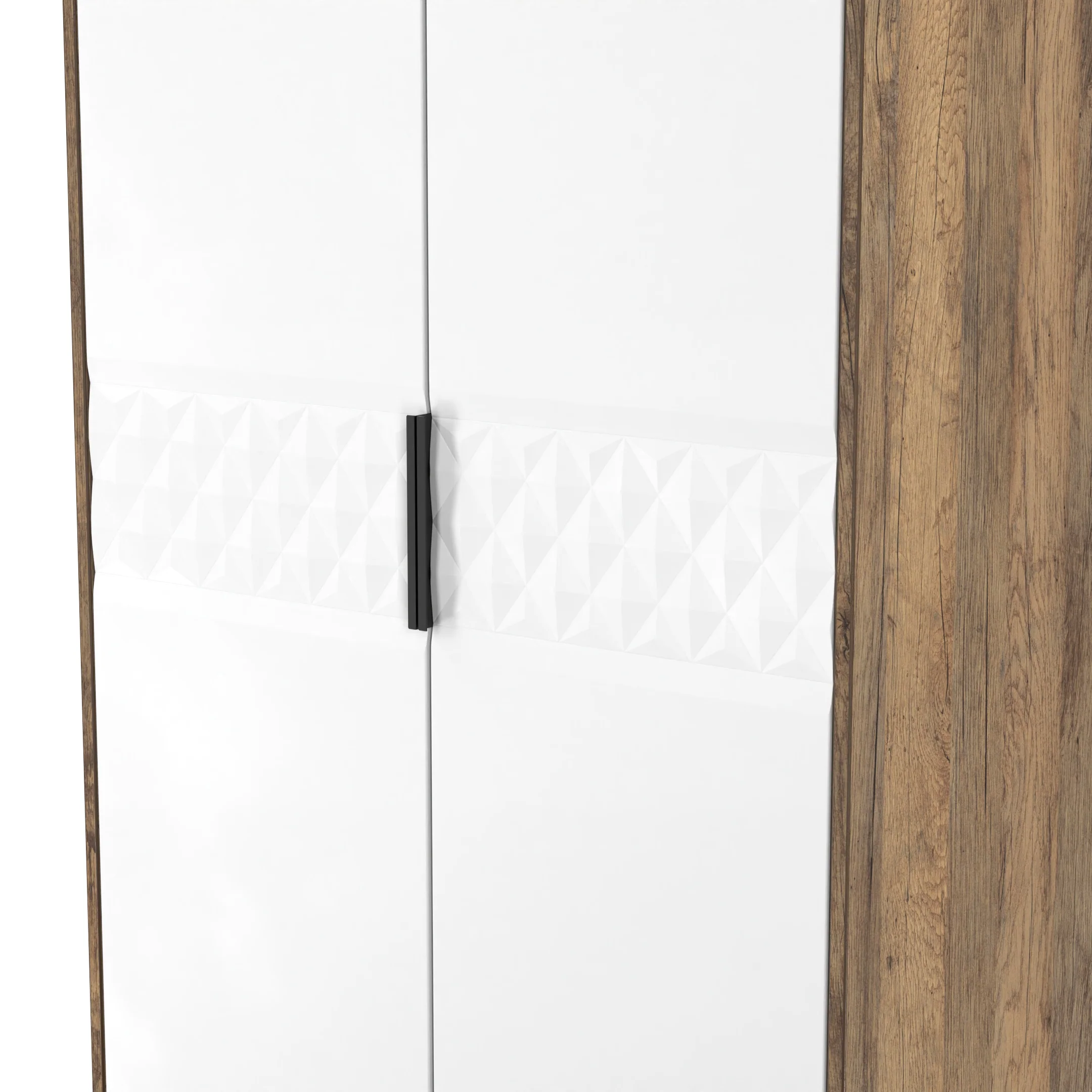 Harlequin Double Wardrobe in White Matt & Vintage Oak - Ready Assembled - Image 5